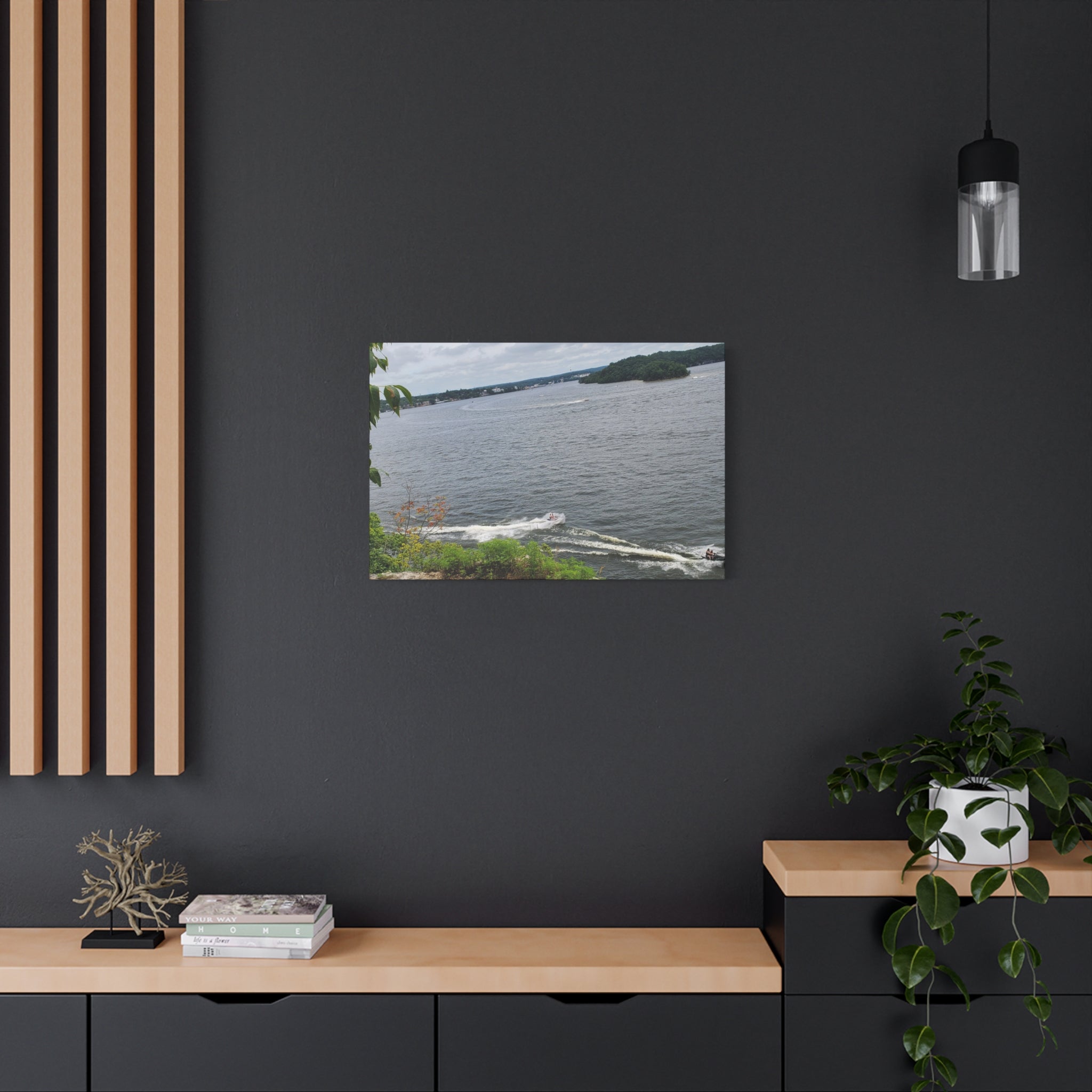 Lake View Speedboat Canvas