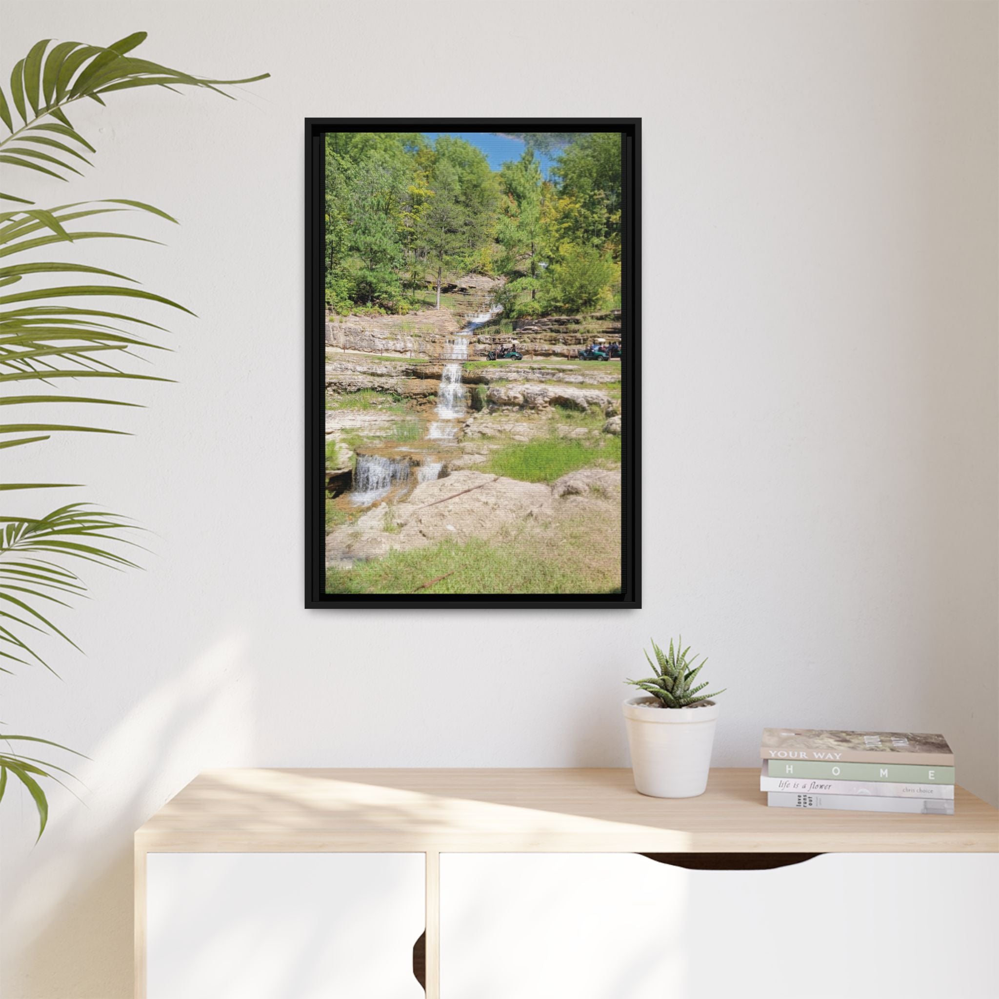 Waterfall Landscape Ozark Missouri Matte Canvas Framed Print