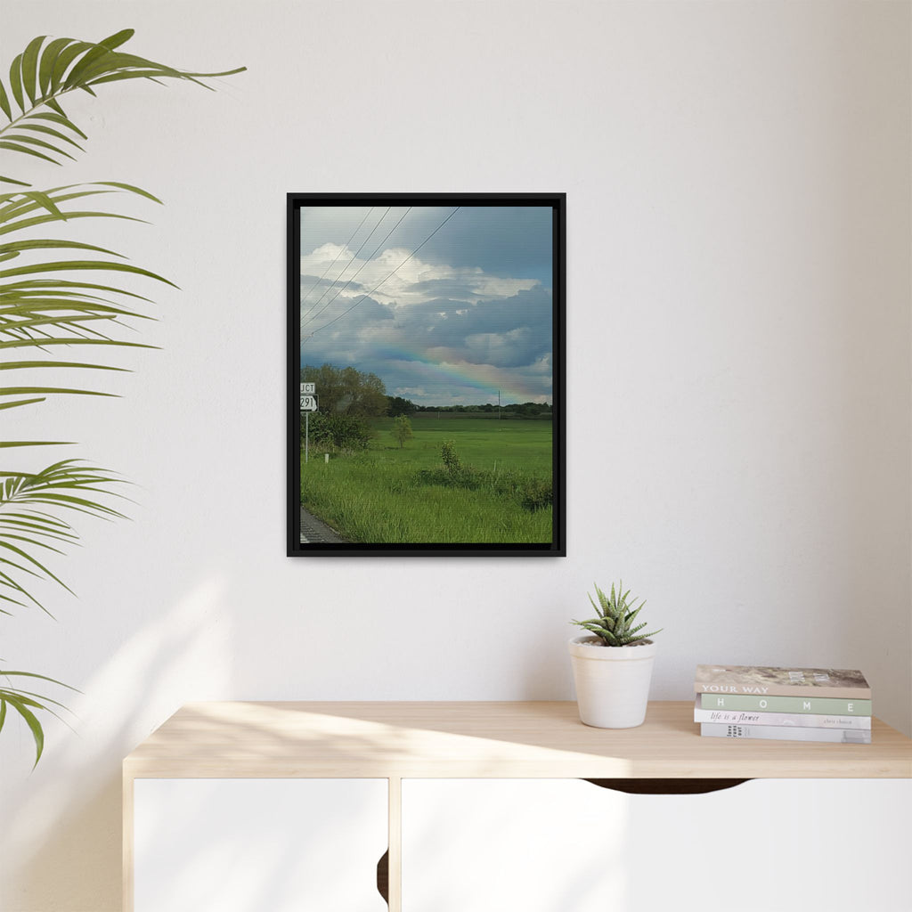 Rainbow Over Countryside Matte Canvas Framed