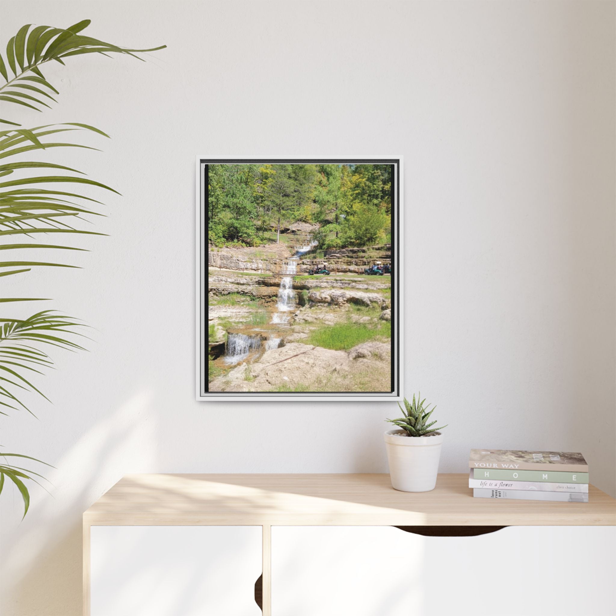 Waterfall Landscape Ozark Missouri Matte Canvas Framed Print