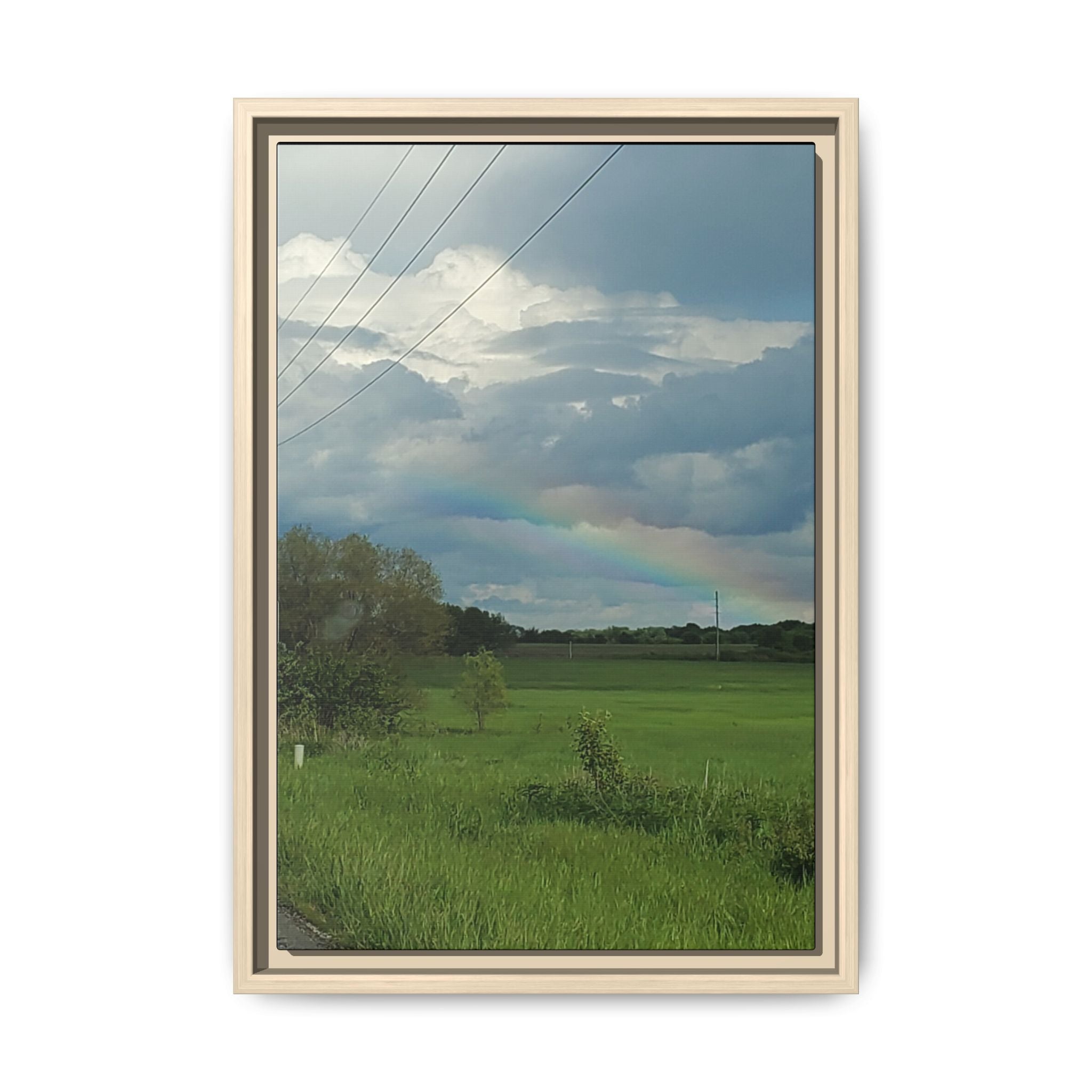 Rainbow Over Countryside Matte Canvas Framed