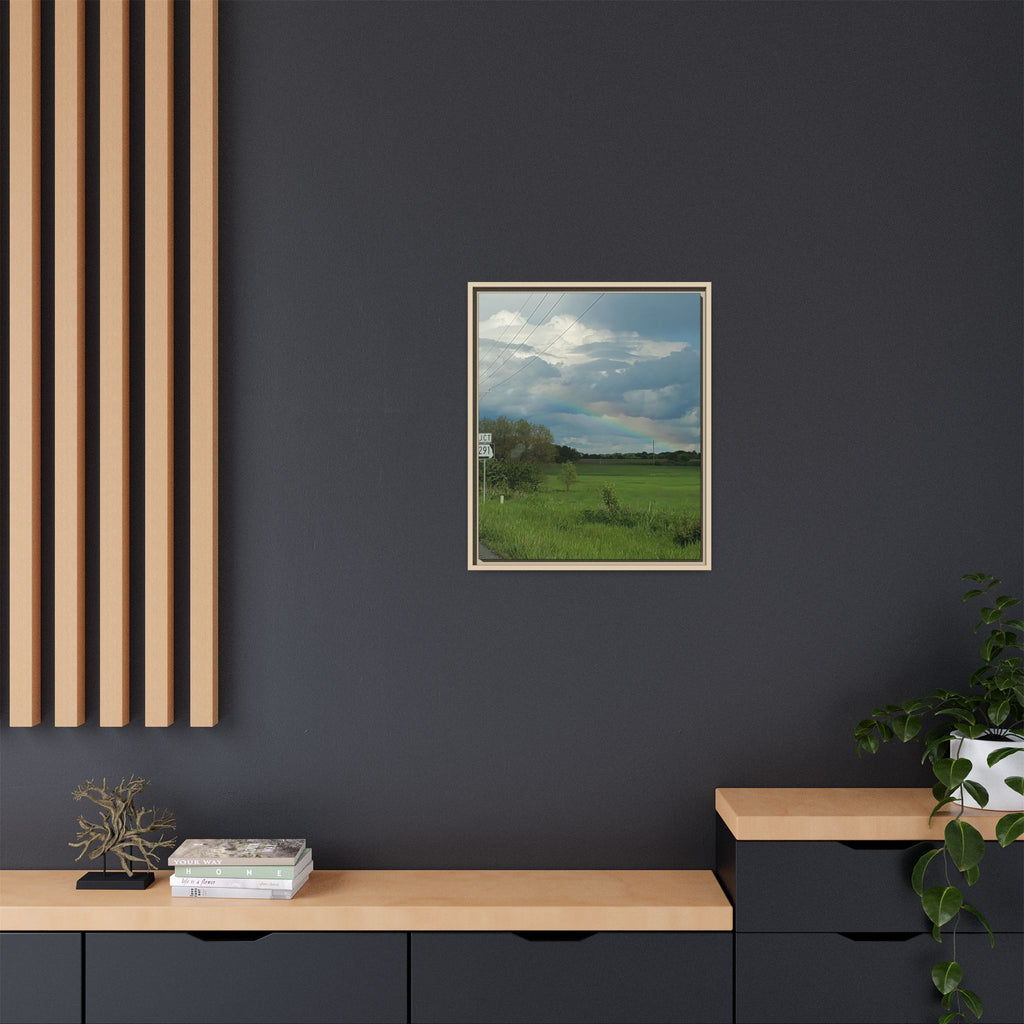 Rainbow Over Countryside Matte Canvas Framed