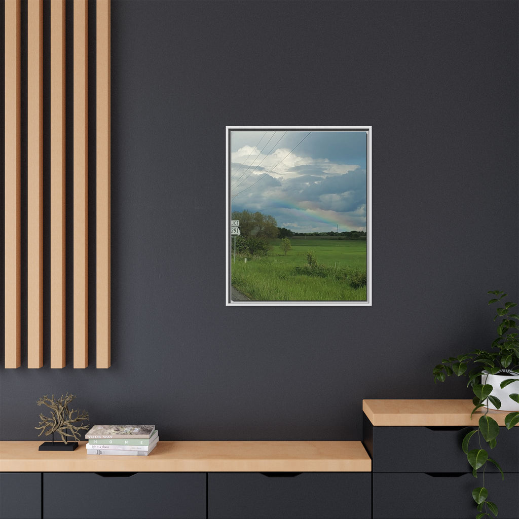 Rainbow Over Countryside Matte Canvas Framed