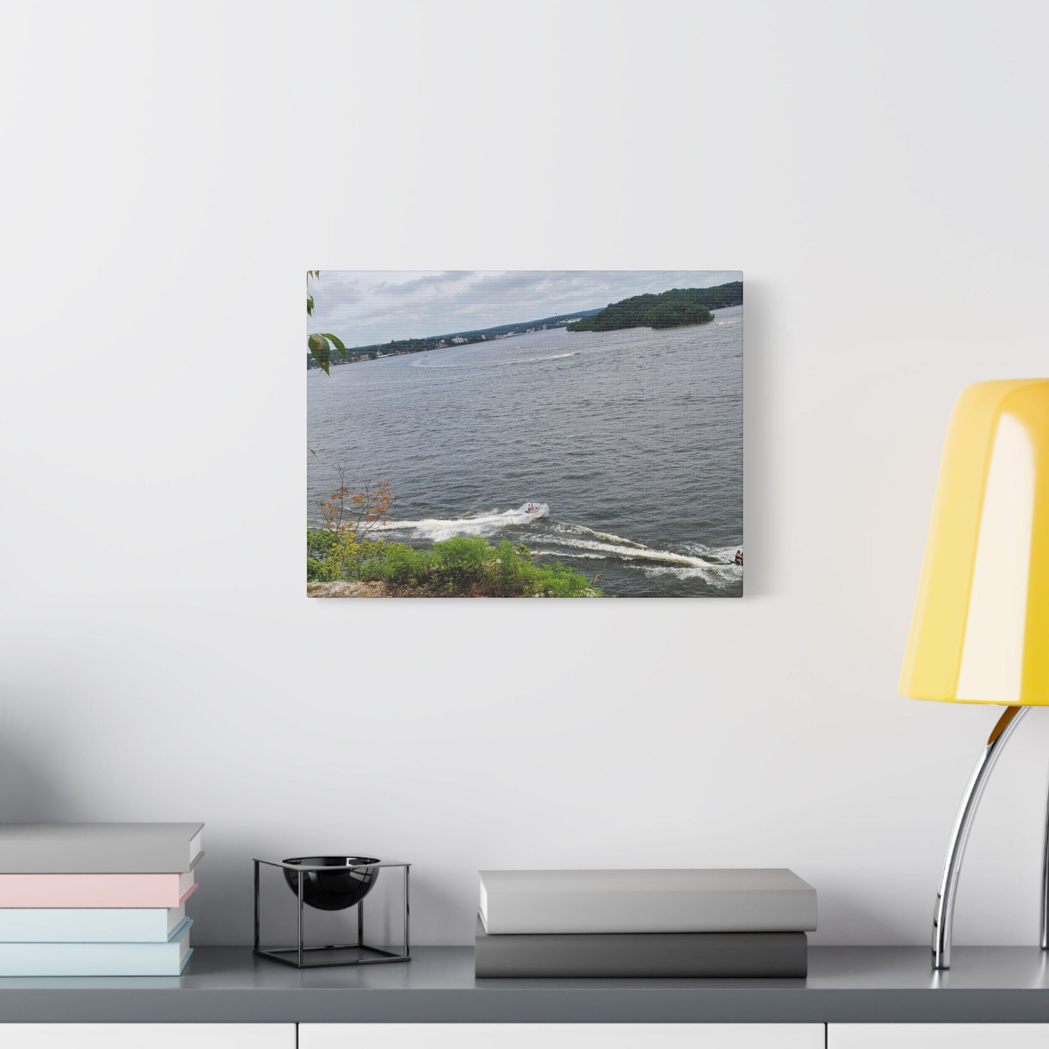 Lake View Speedboat Canvas