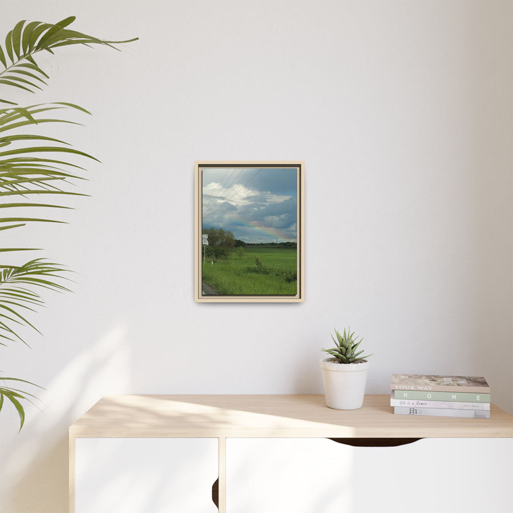 Rainbow Over Countryside Matte Canvas Framed