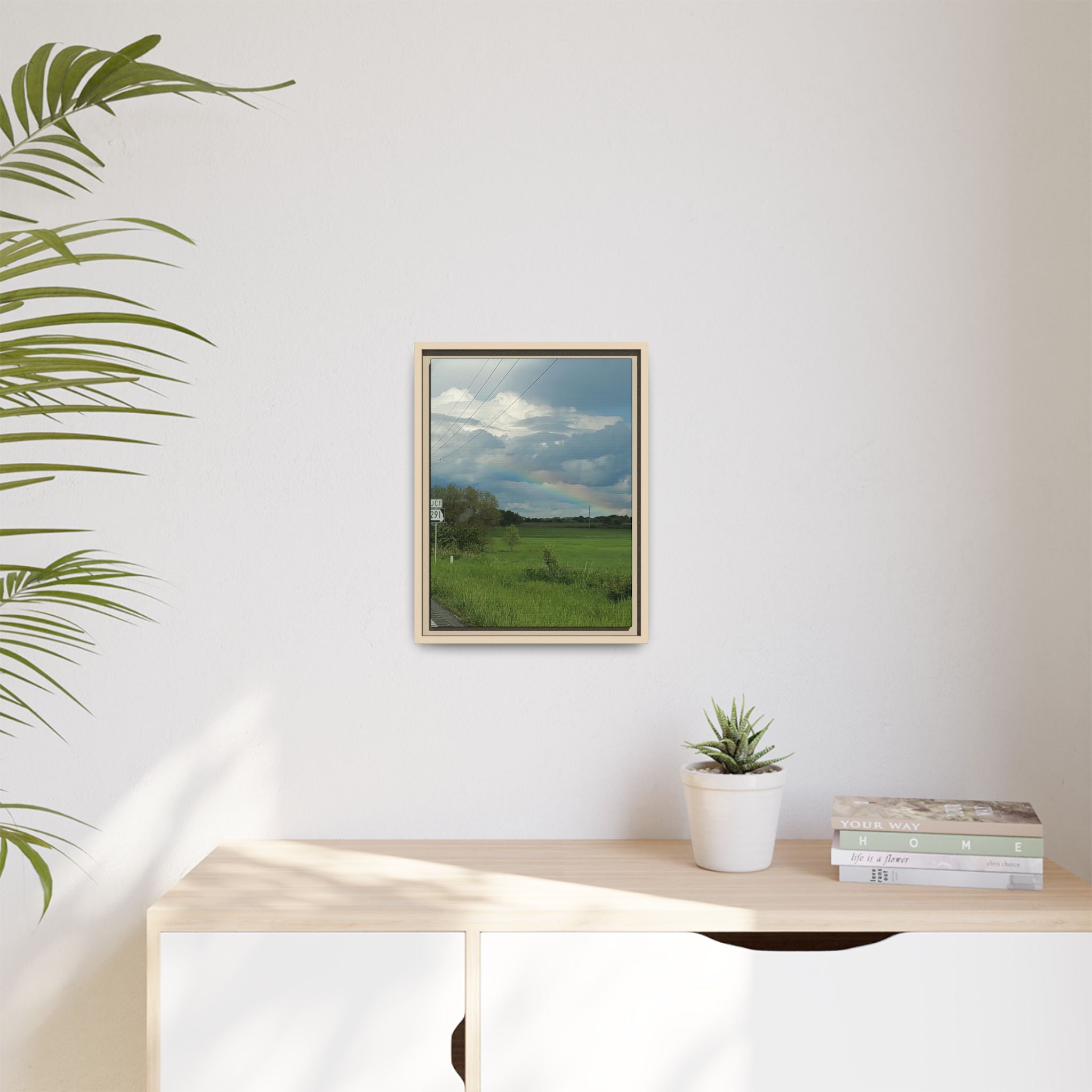 Rainbow Over Countryside Matte Canvas Framed