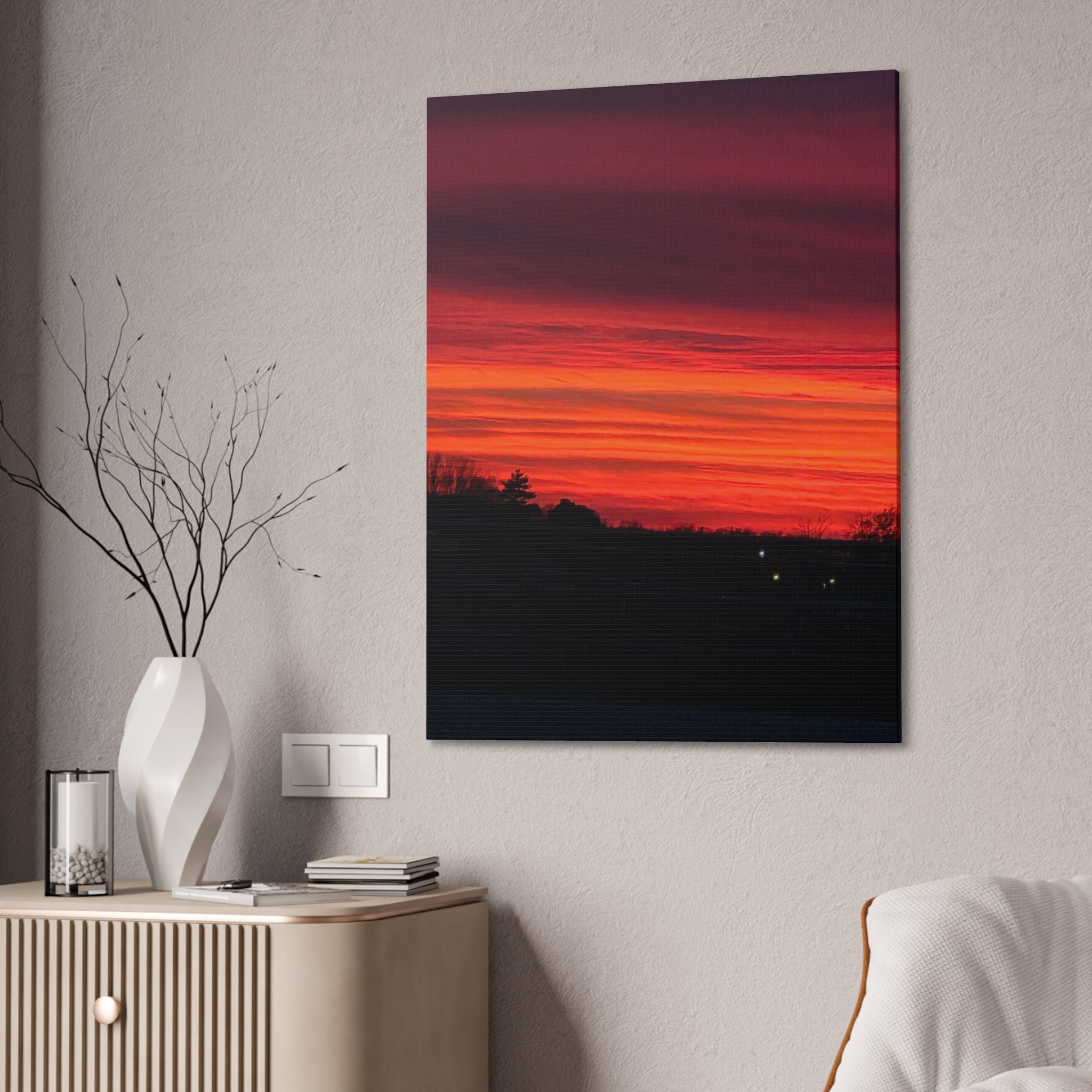 Sunset Sky Canvas Red Orange Horizon Wall Art