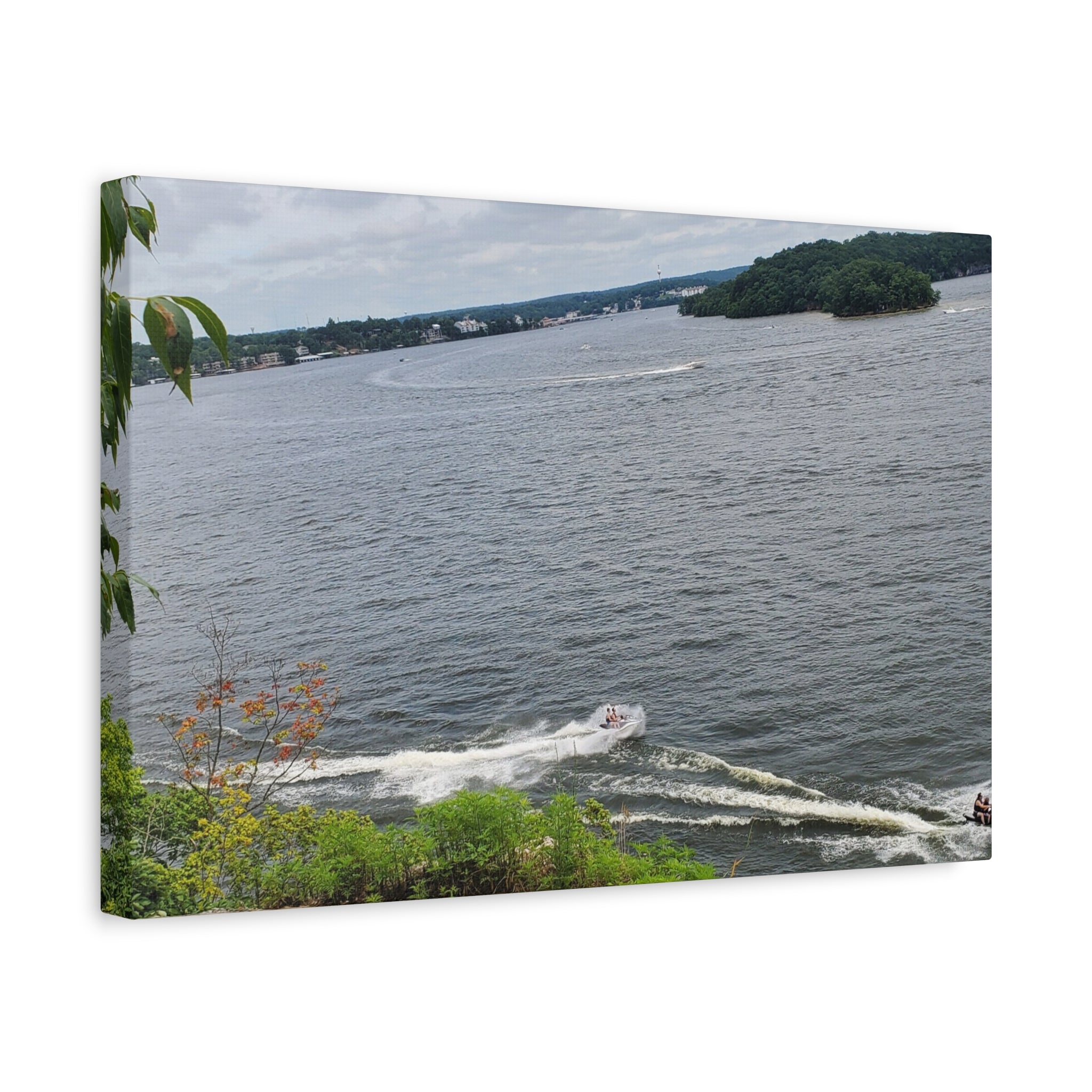 Lake View Speedboat Canvas