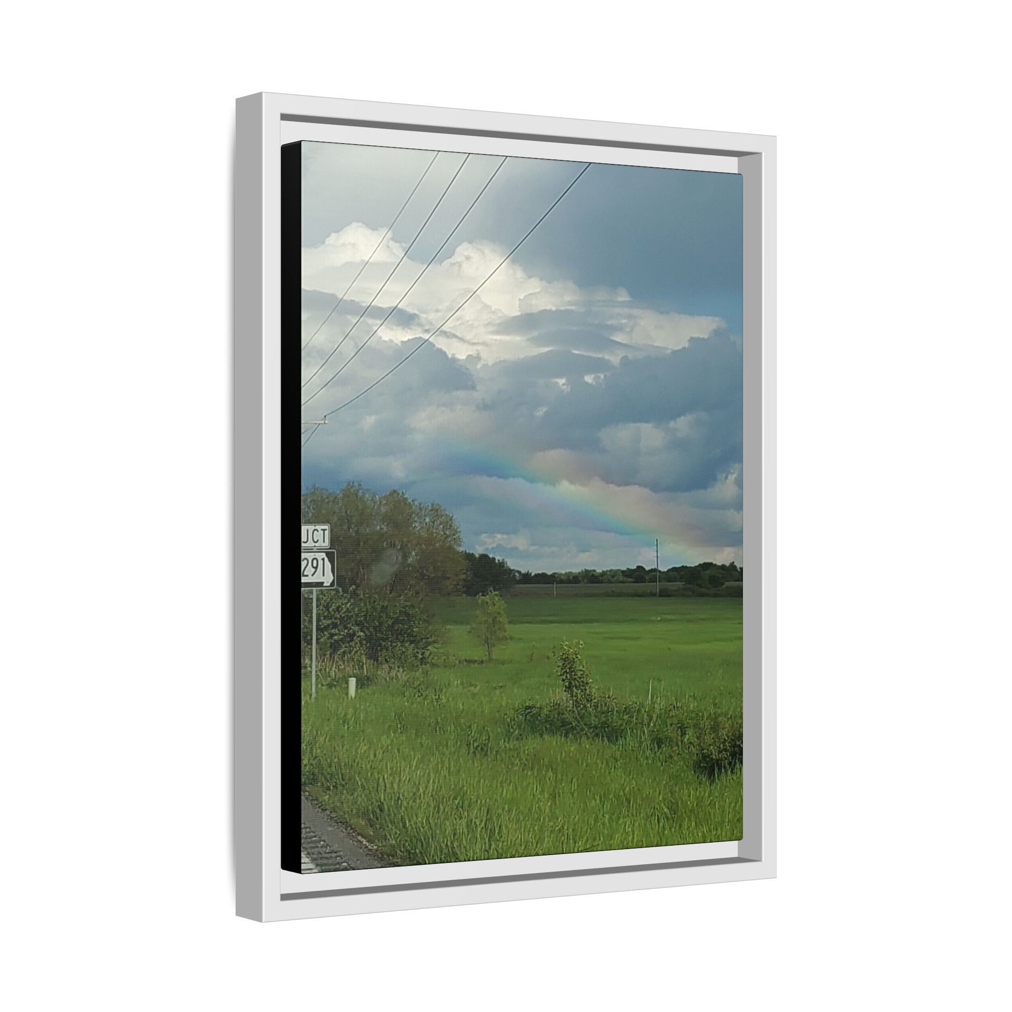 Rainbow Over Countryside Matte Canvas Framed