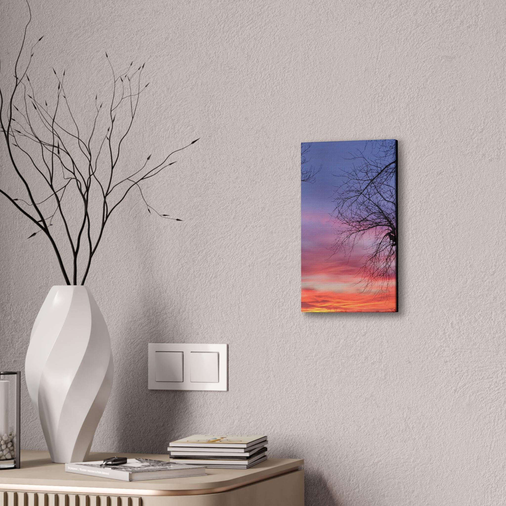 Sunset Sky with Silhouette Tree Canvas