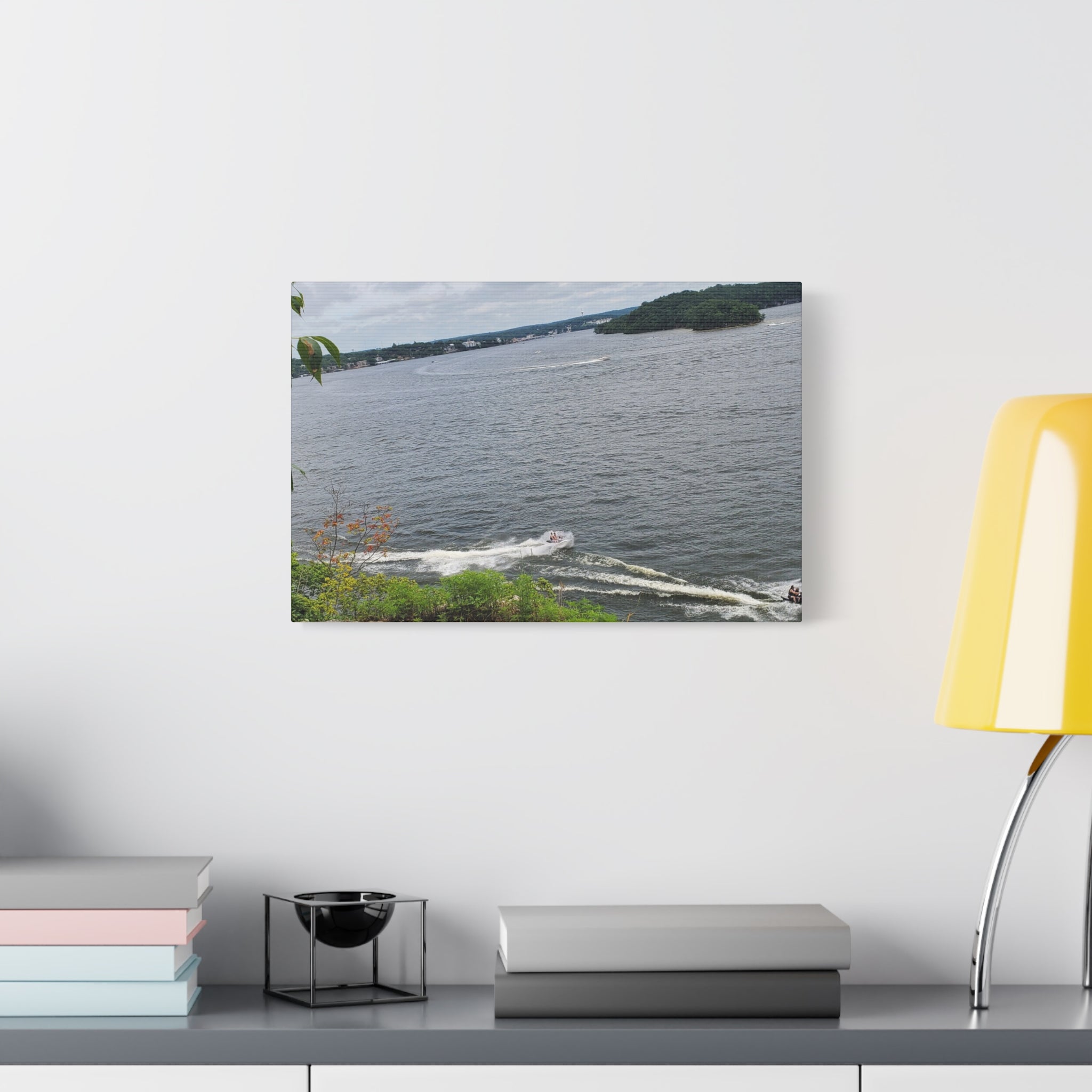 Lake View Speedboat Canvas