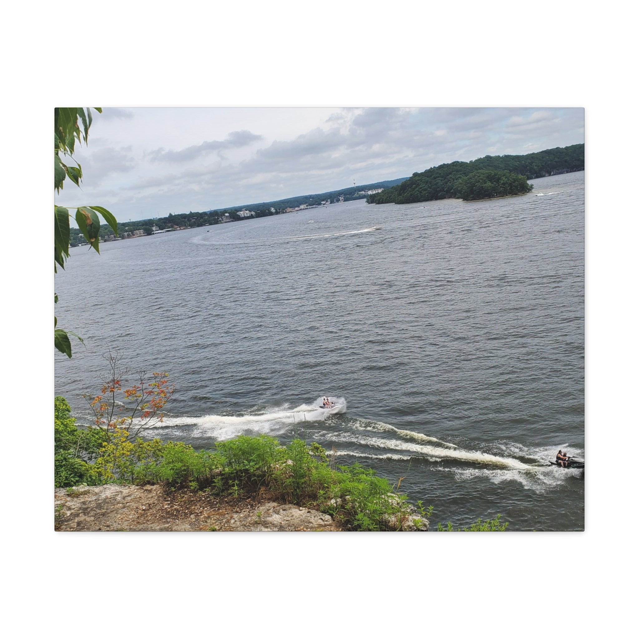 Lake View Speedboat Canvas