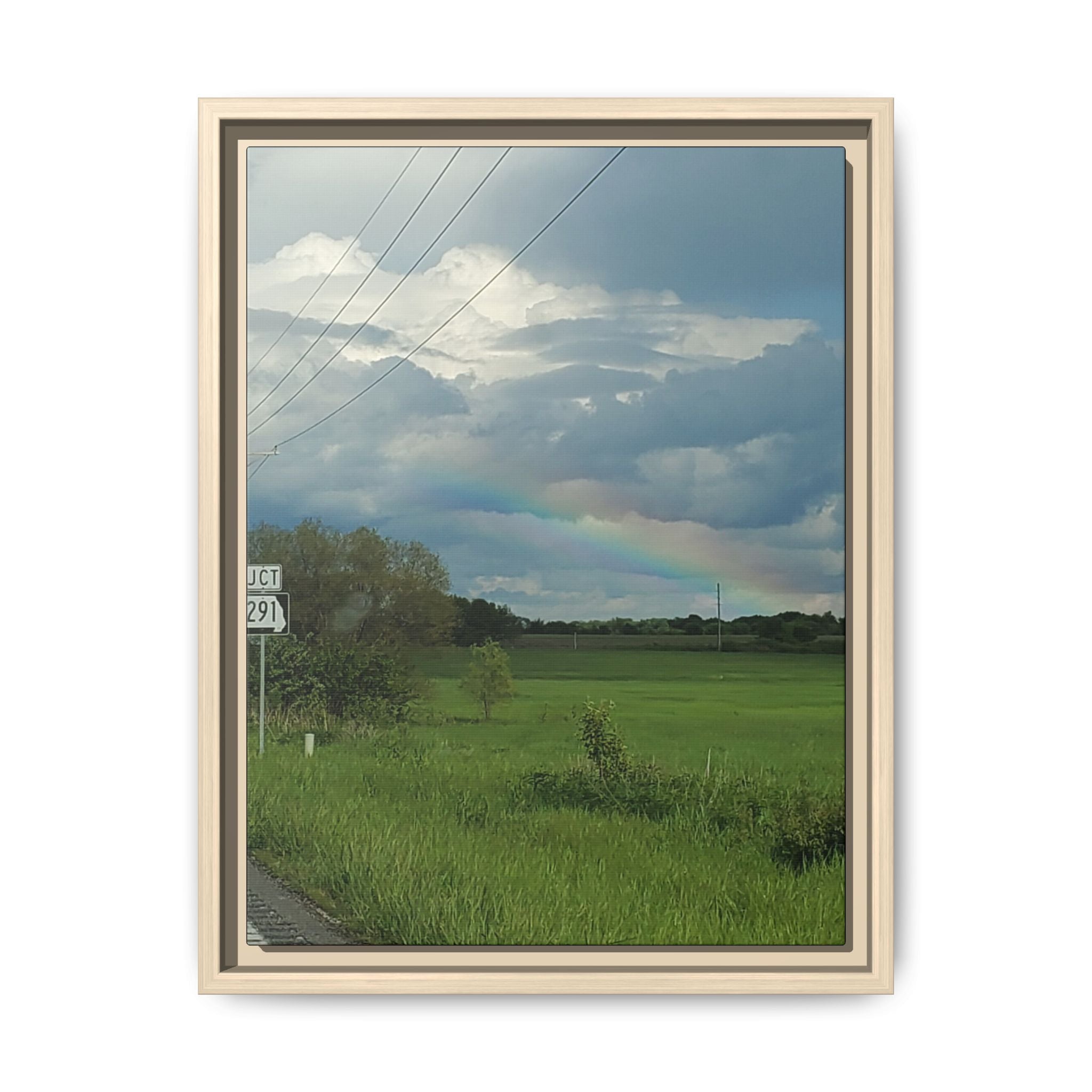 Rainbow Over Countryside Matte Canvas Framed