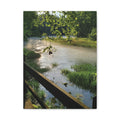 River Bridge Over Natural Spring Stretched Matte Canvas Print