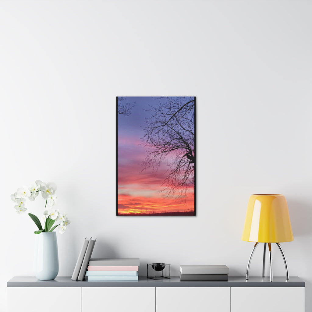 Sunset Sky with Silhouette Tree Canvas