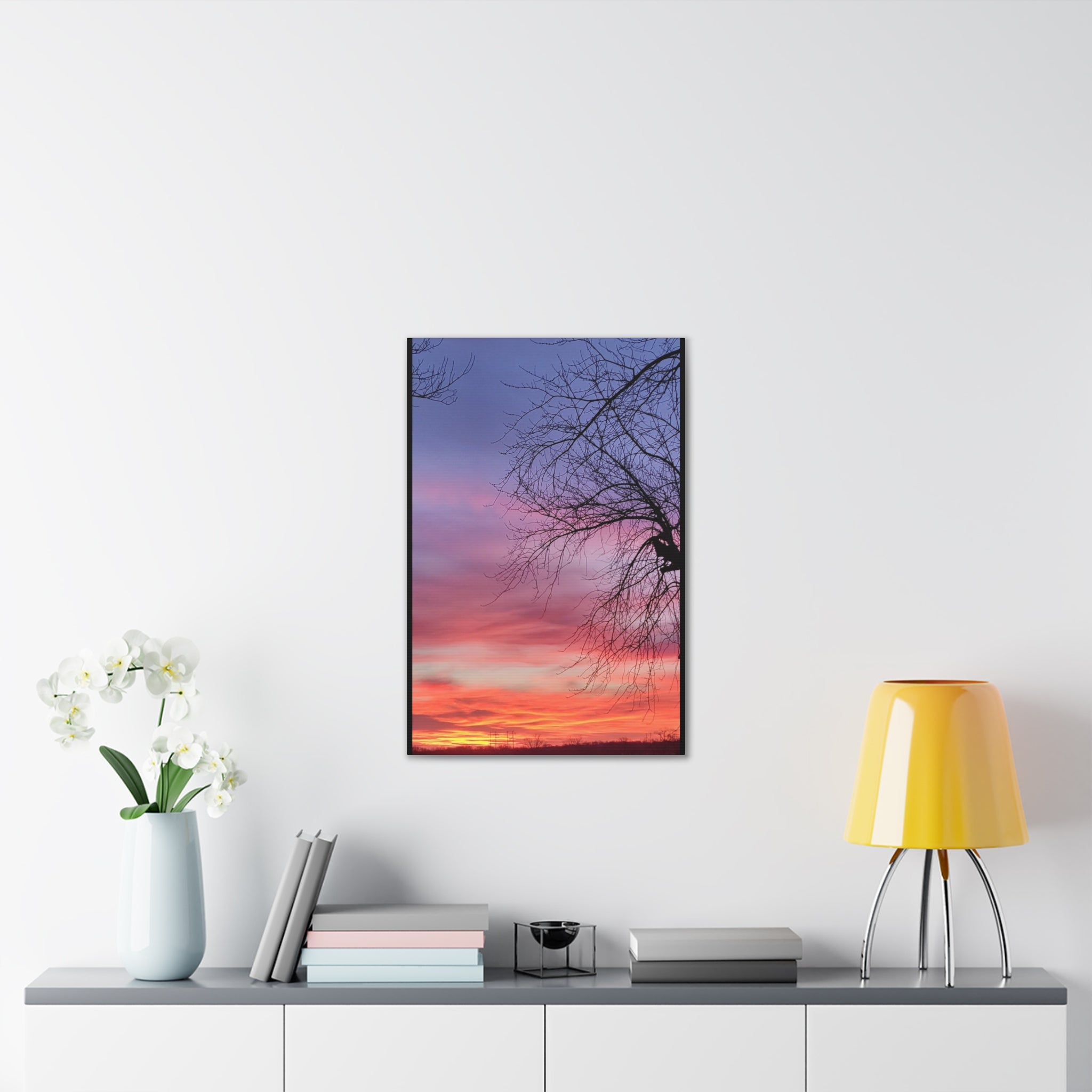 Sunset Sky with Silhouette Tree Canvas