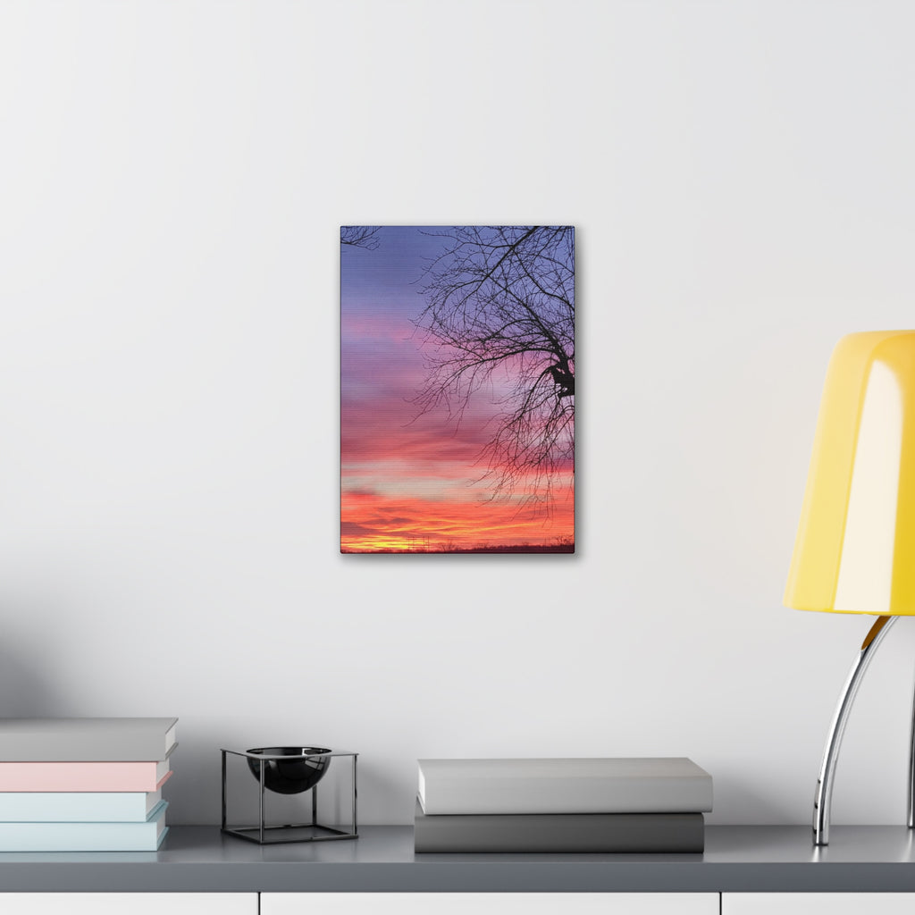 Sunset Sky with Silhouette Tree Canvas