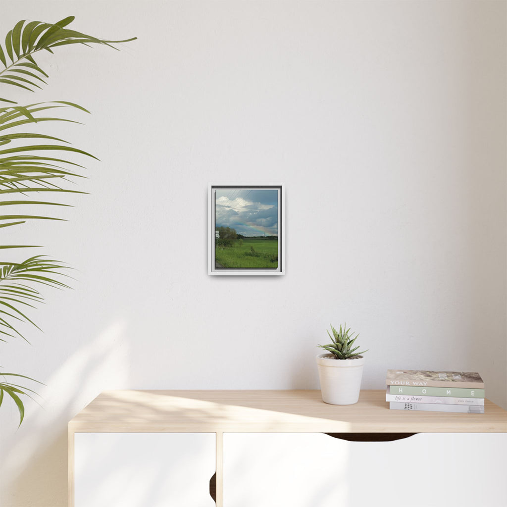 Rainbow Over Countryside Matte Canvas Framed