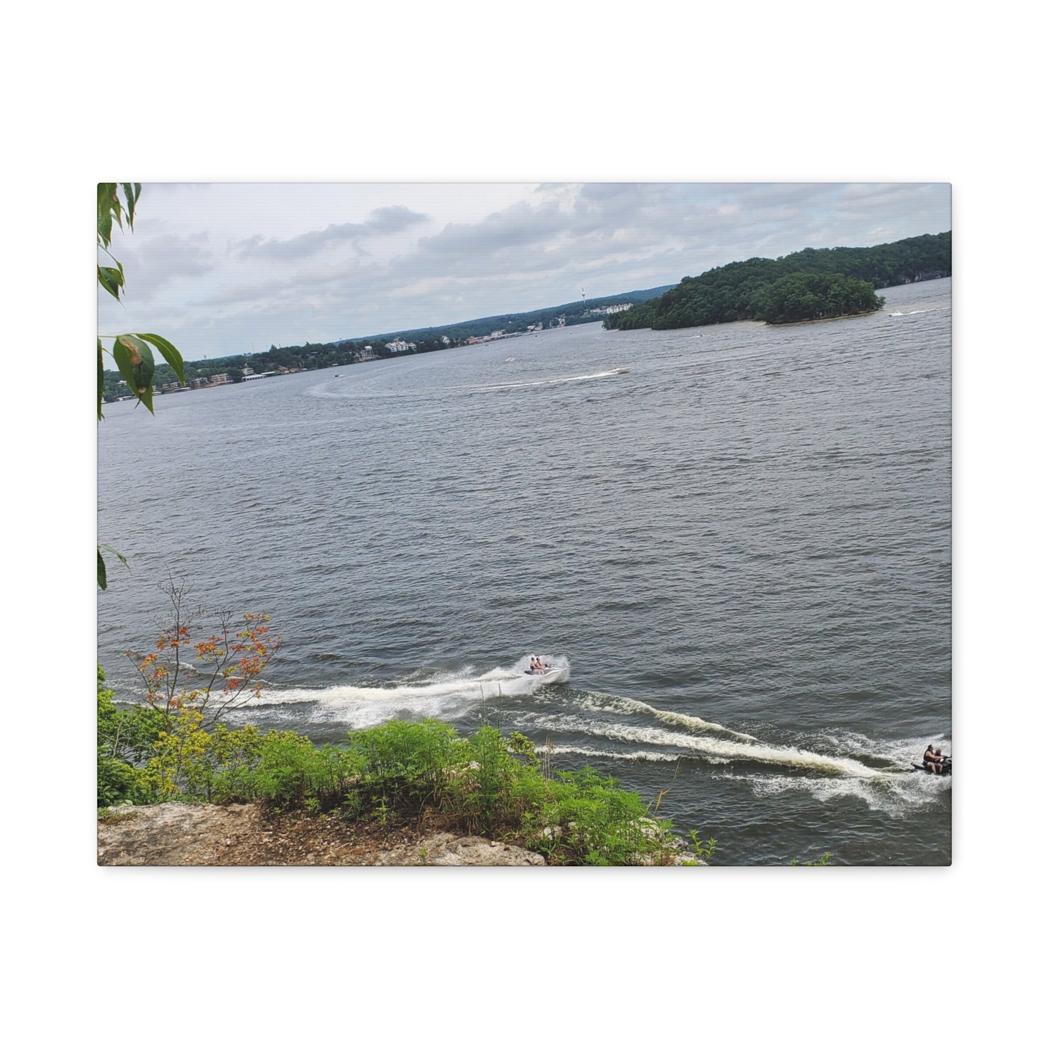 Lake View Speedboat Canvas