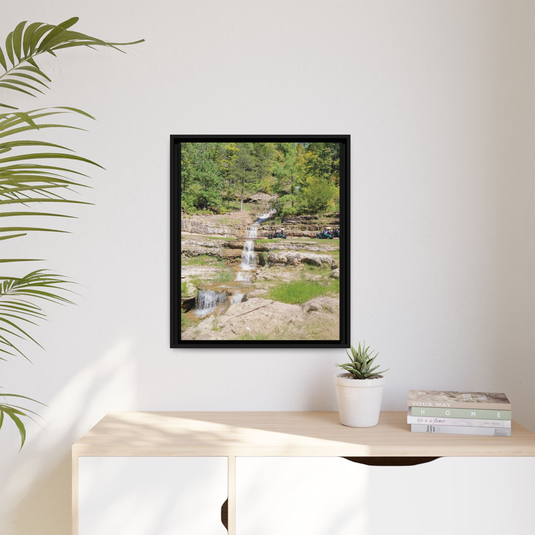 Waterfall Landscape Ozark Missouri Matte Canvas Framed Print