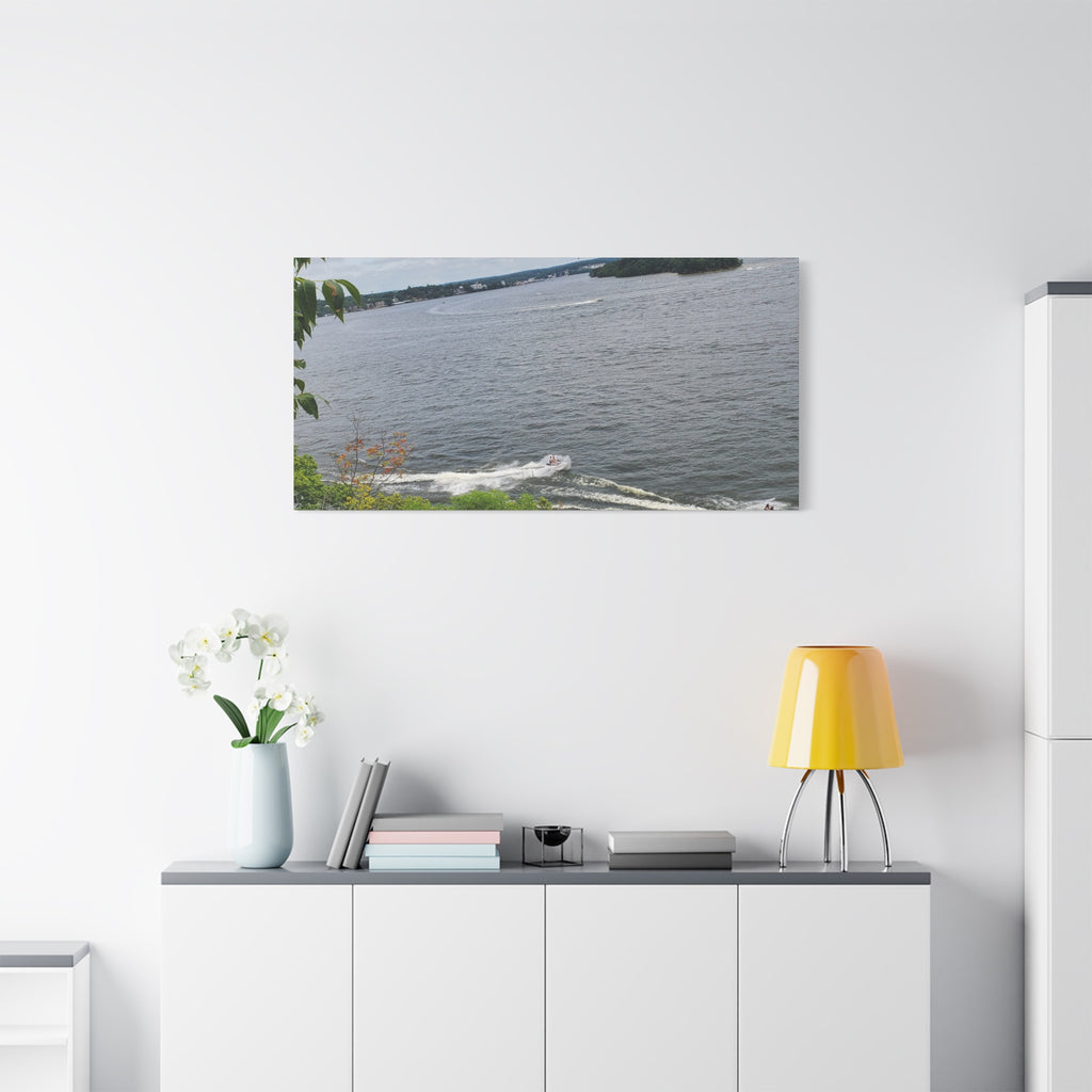Lake View Speedboat Canvas