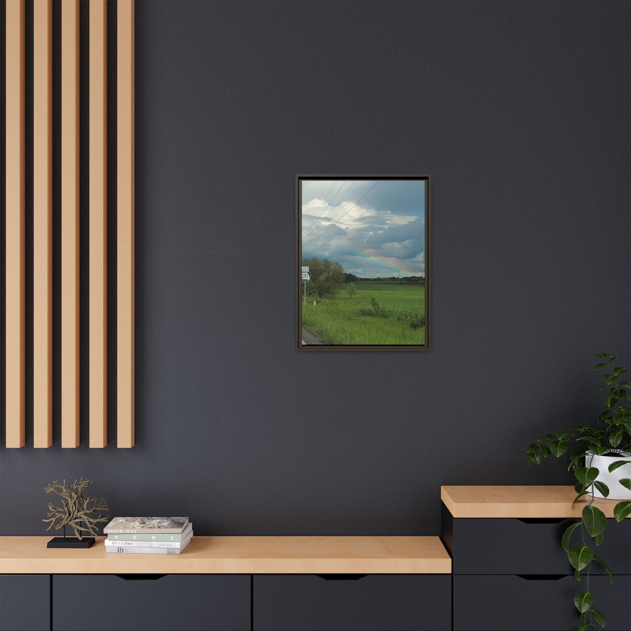 Rainbow Over Countryside Matte Canvas Framed