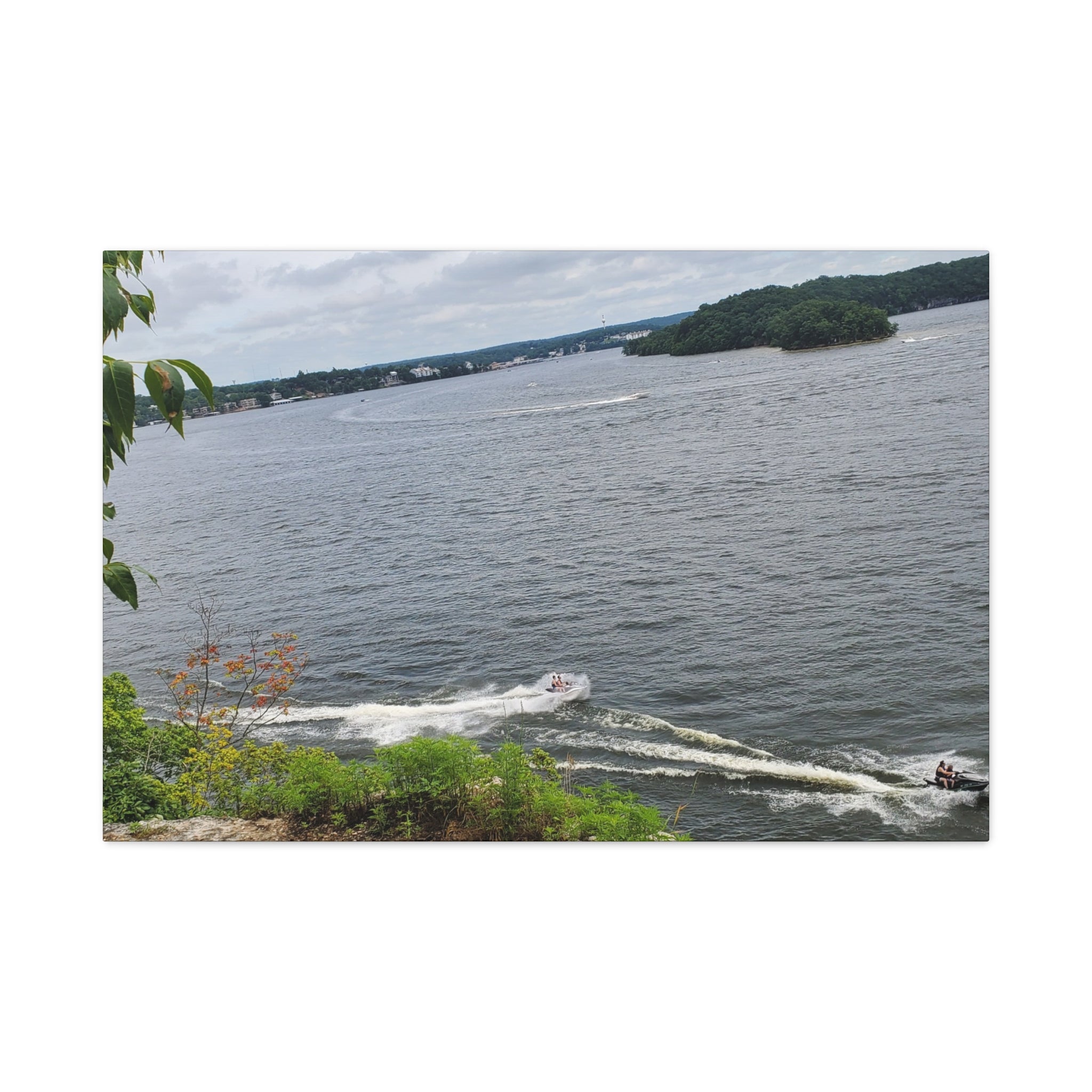 Lake View Speedboat Canvas