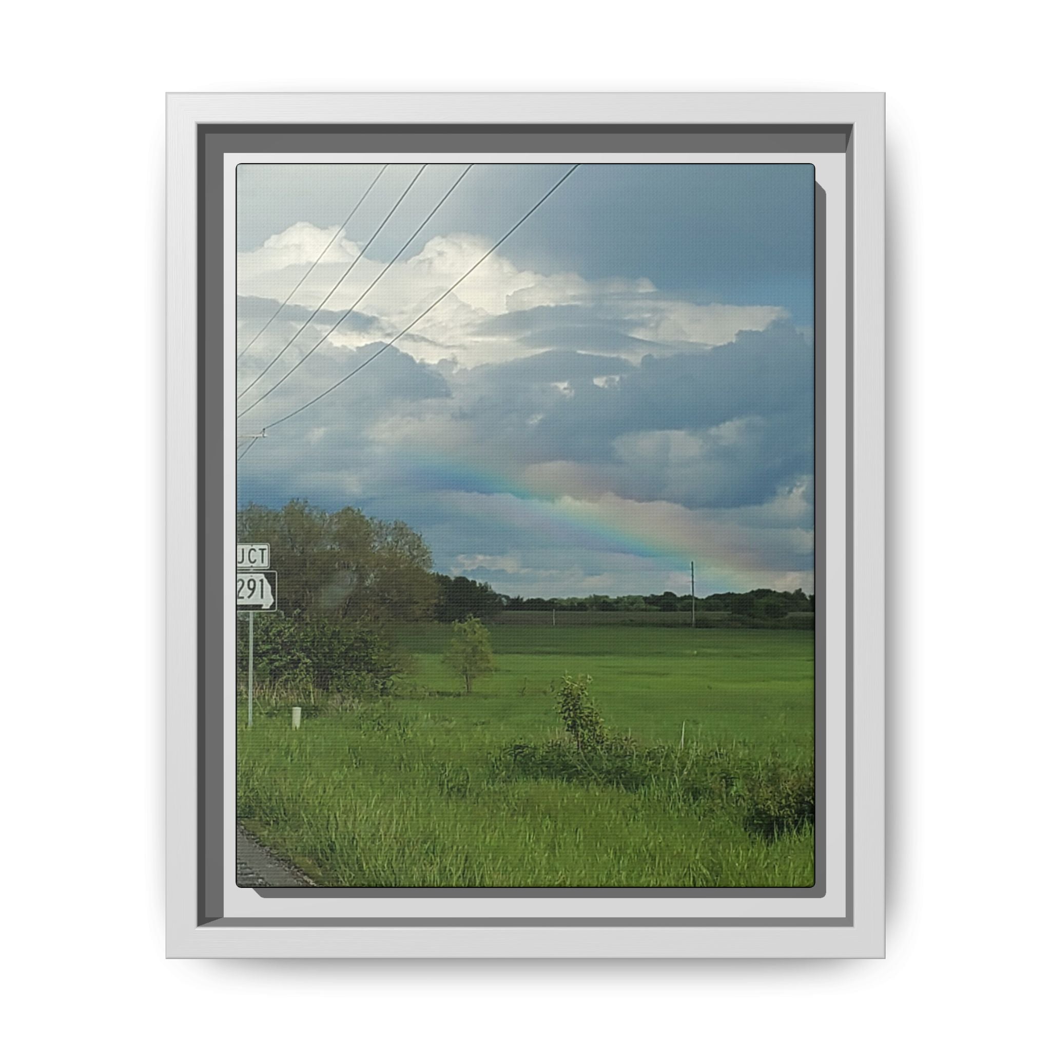 Rainbow Over Countryside Matte Canvas Framed