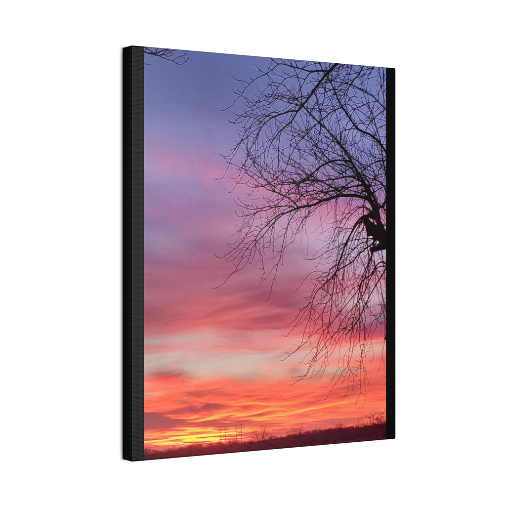 Sunset Sky with Silhouette Tree Canvas