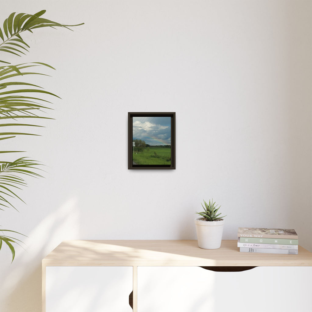 Rainbow Over Countryside Matte Canvas Framed