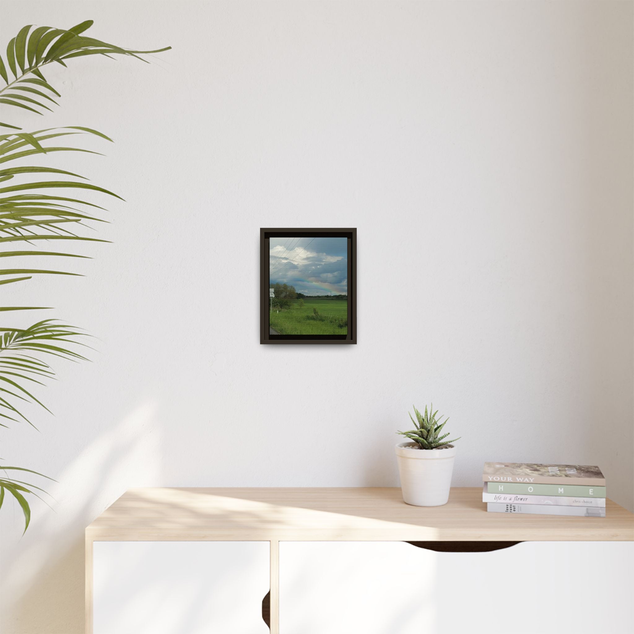 Rainbow Over Countryside Matte Canvas Framed