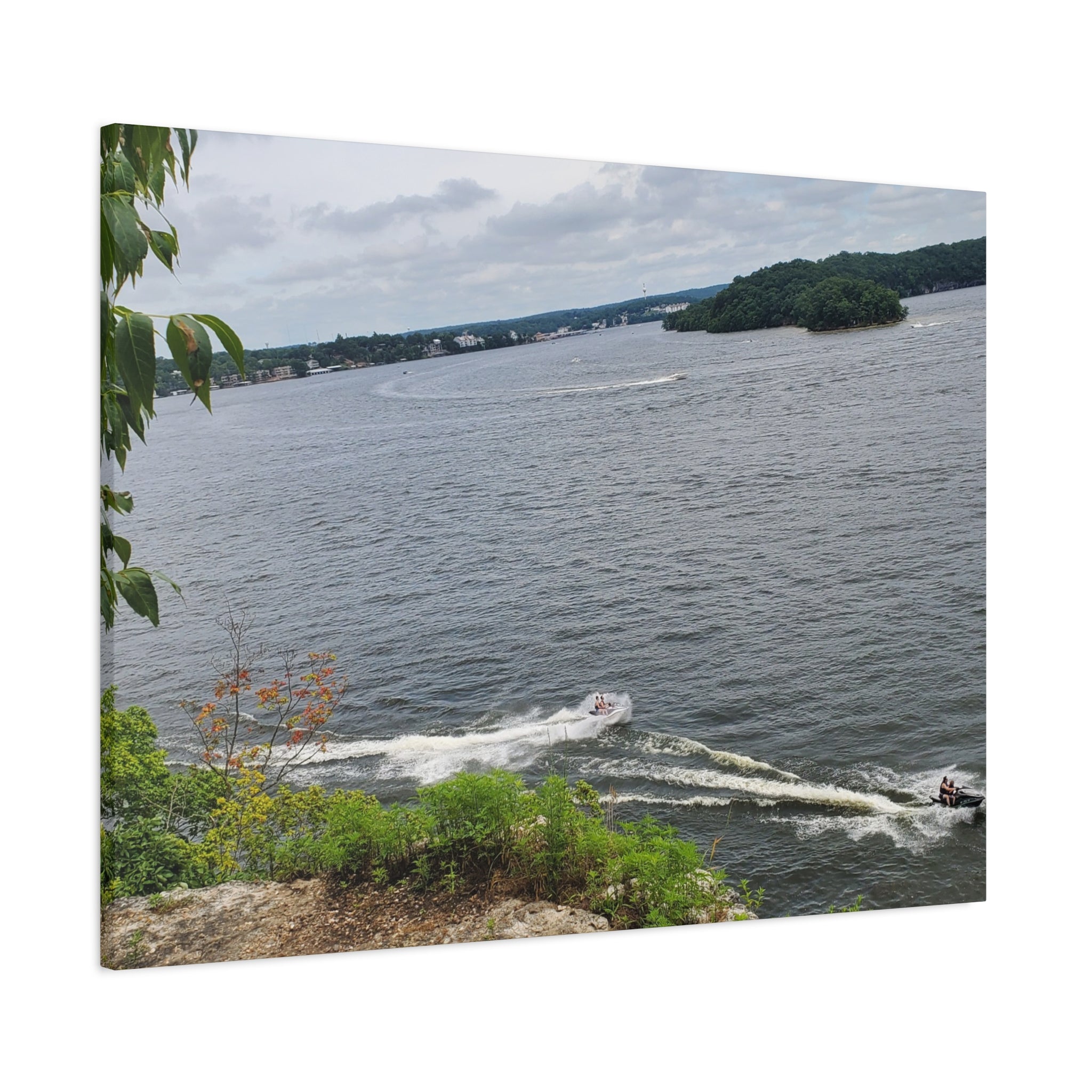 Lake View Speedboat Canvas