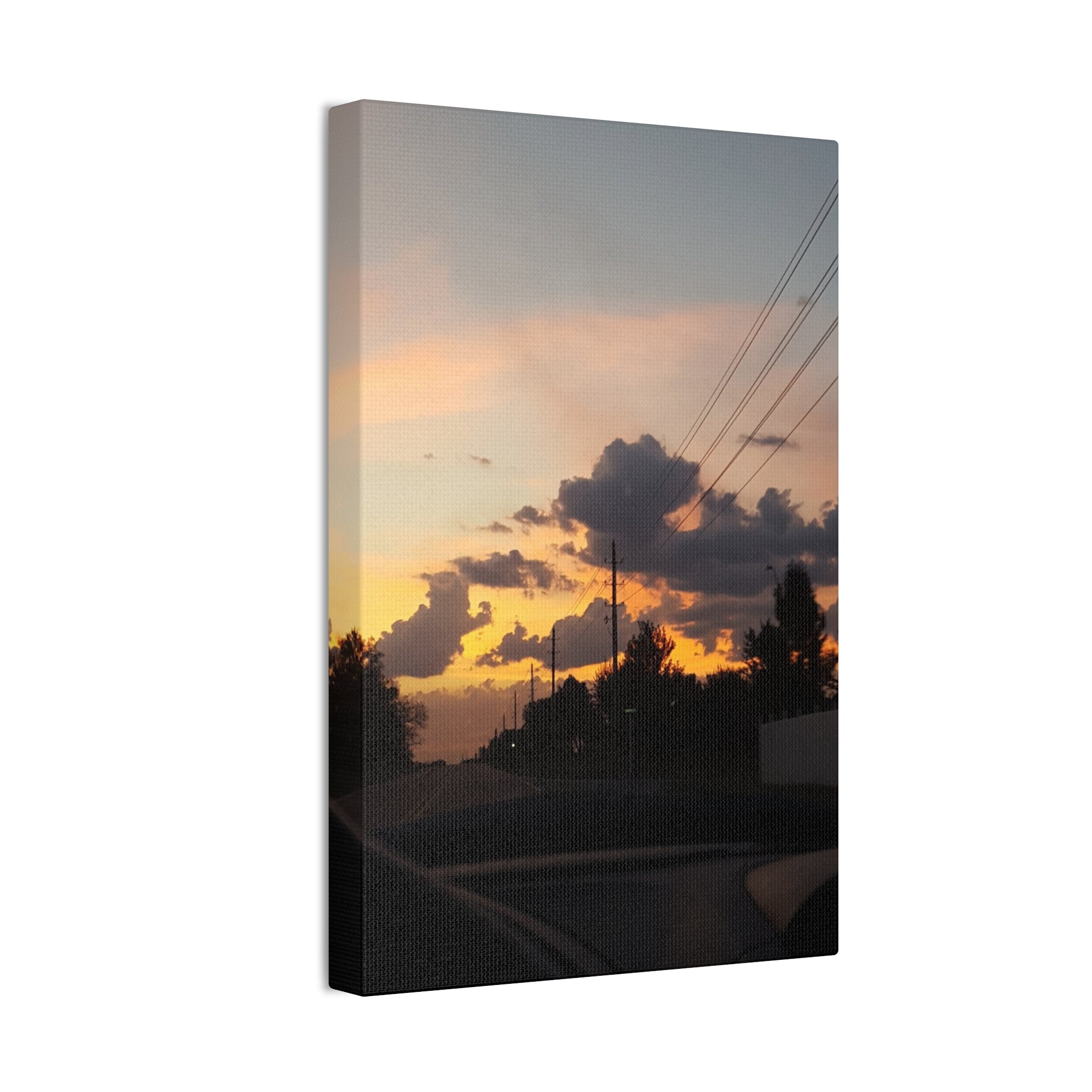Sunset Cloudscape Canvas | Warm Sky, Silhouette Road Scene
