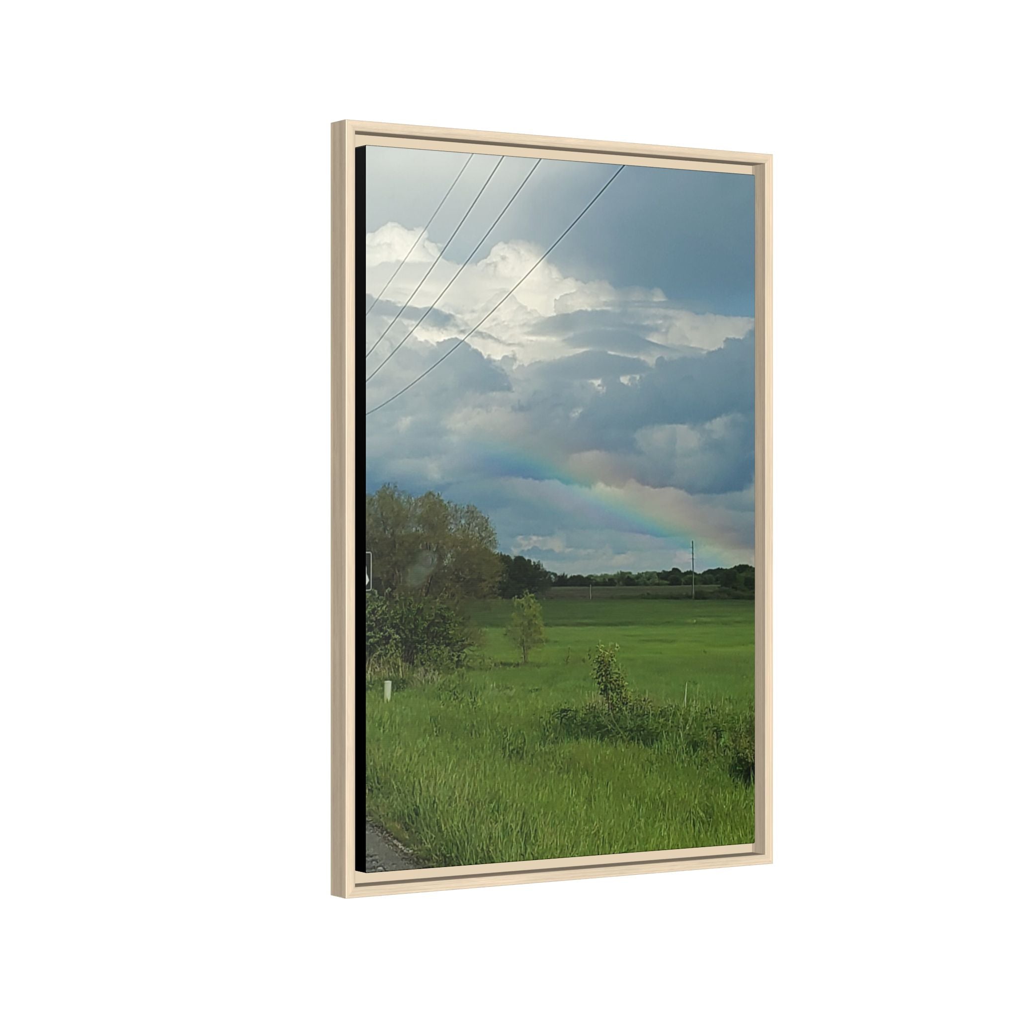 Rainbow Over Countryside Matte Canvas Framed