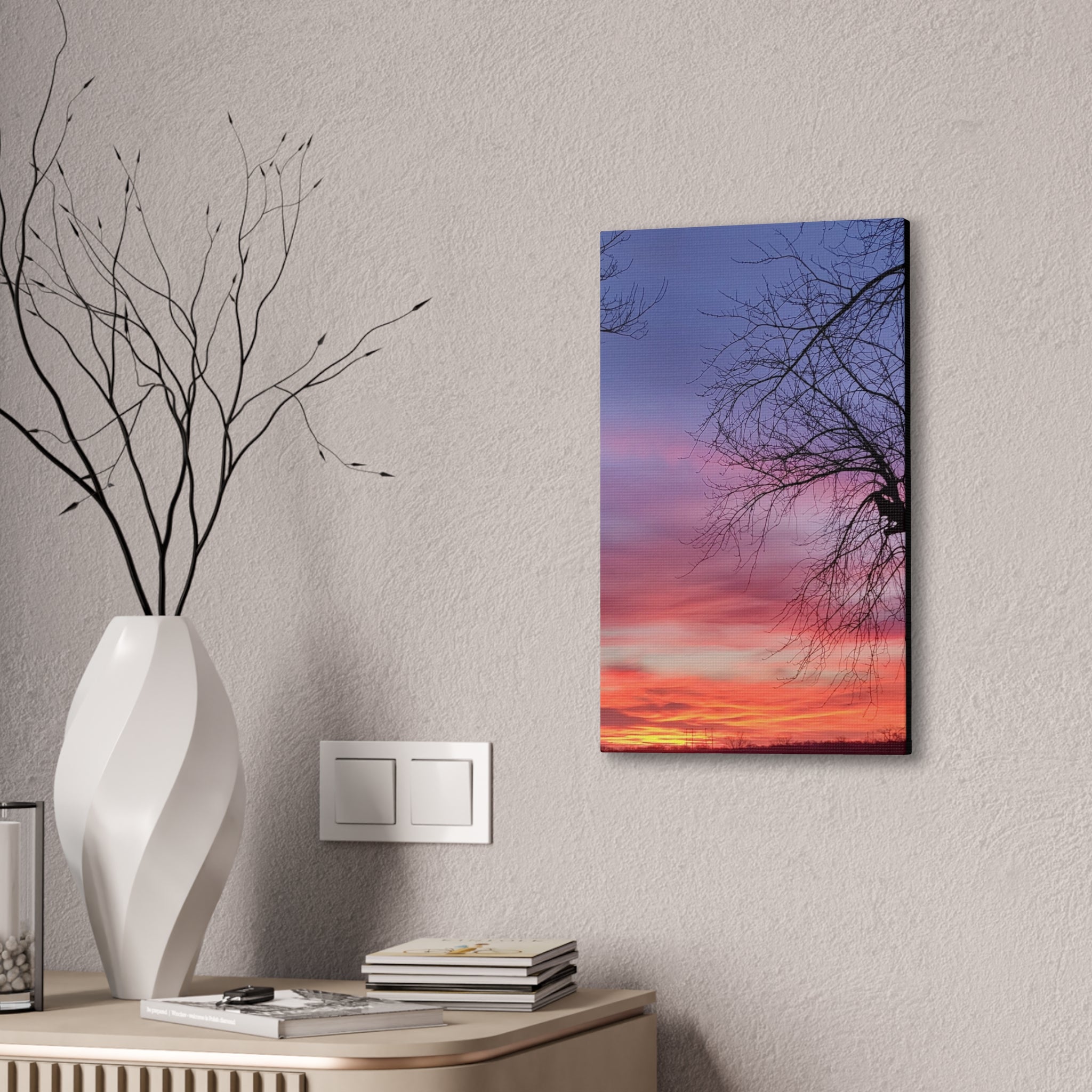 Sunset Sky with Silhouette Tree Canvas