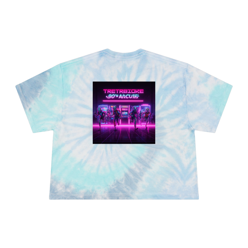 Neon Retro Arcade Scene Crop Tee Tie-Dye