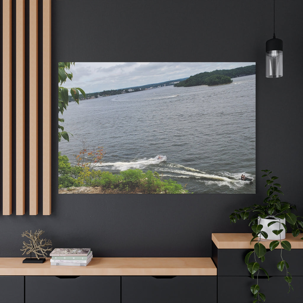 Lake View Speedboat Canvas