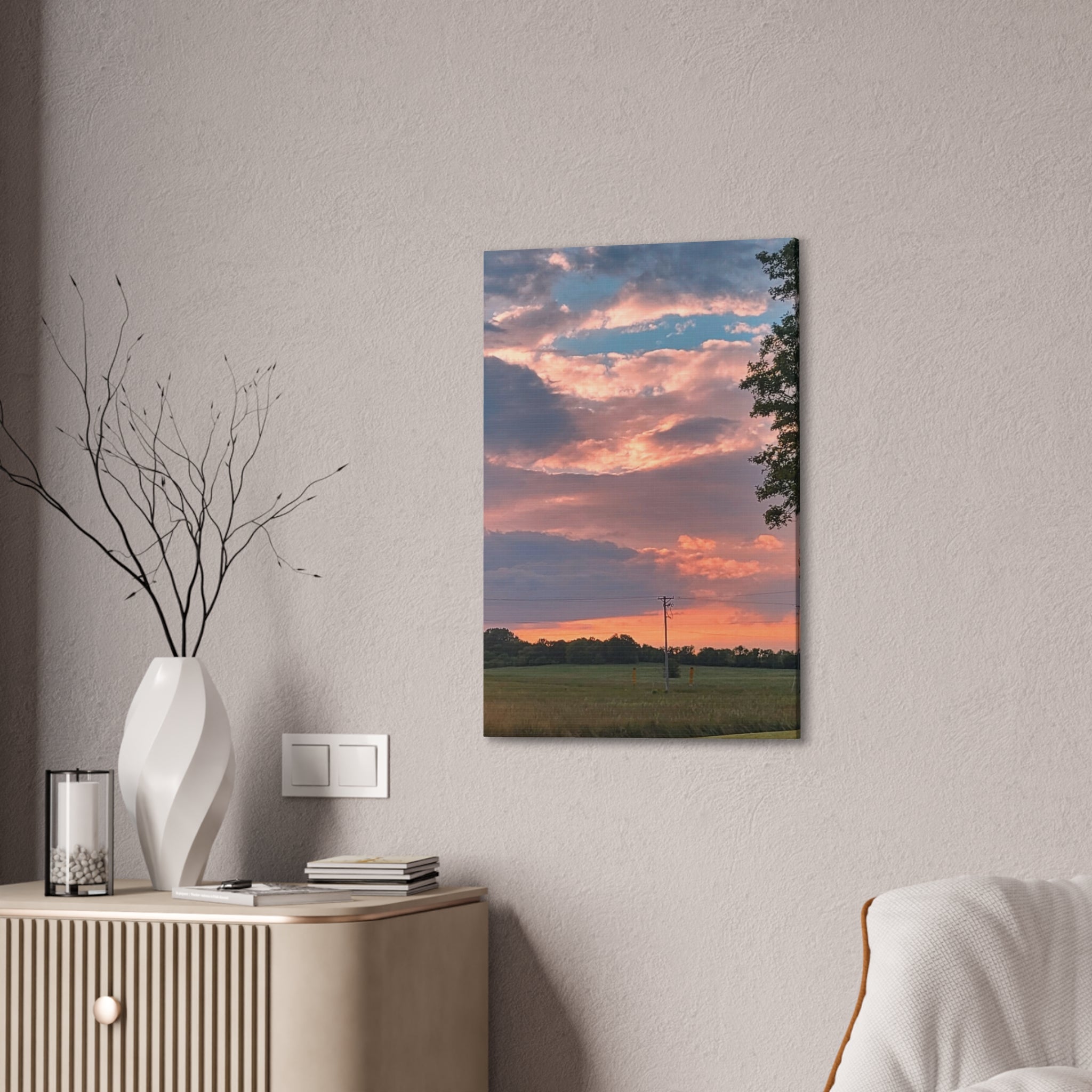 Pink Sunset Sky Canvas