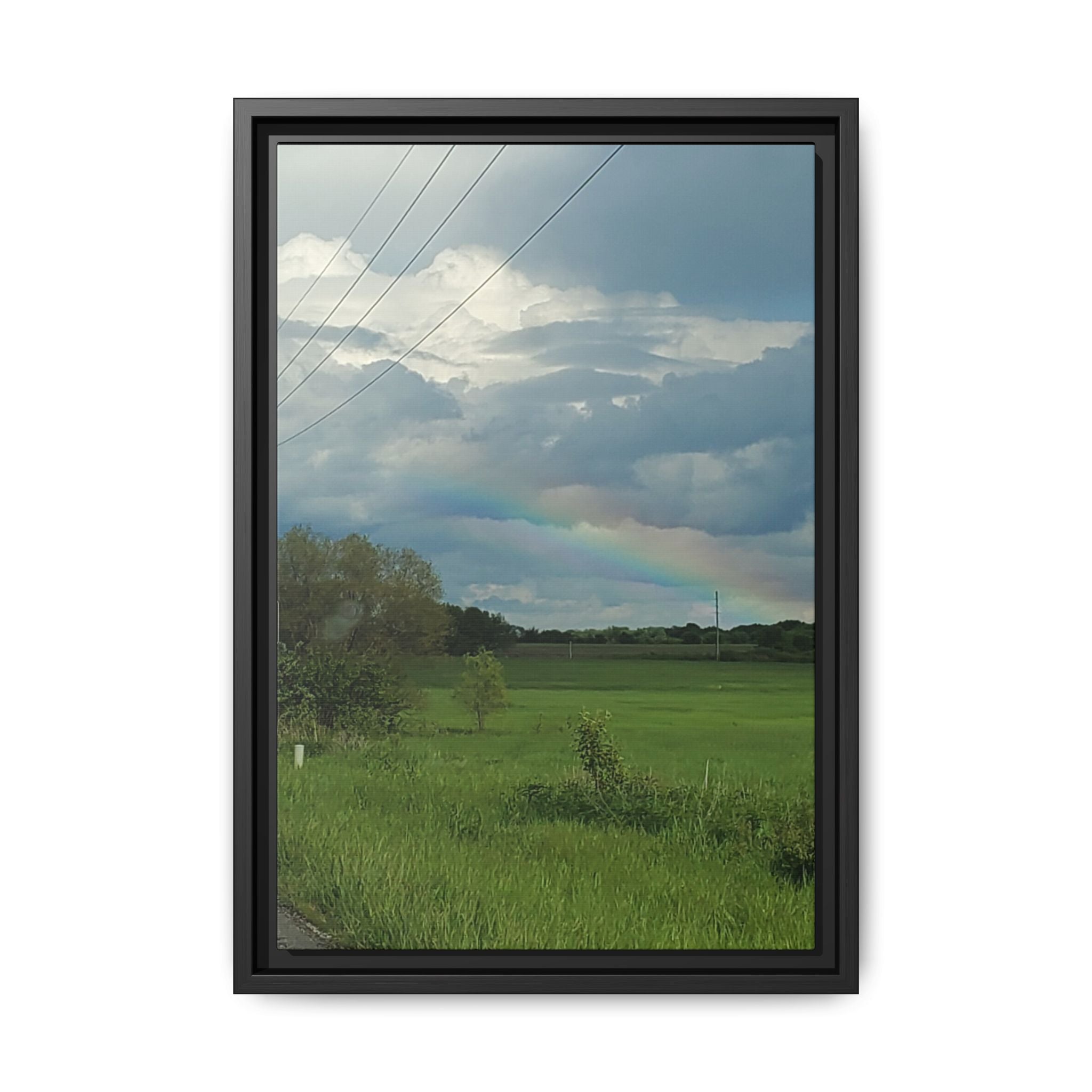 Rainbow Over Countryside Matte Canvas Framed