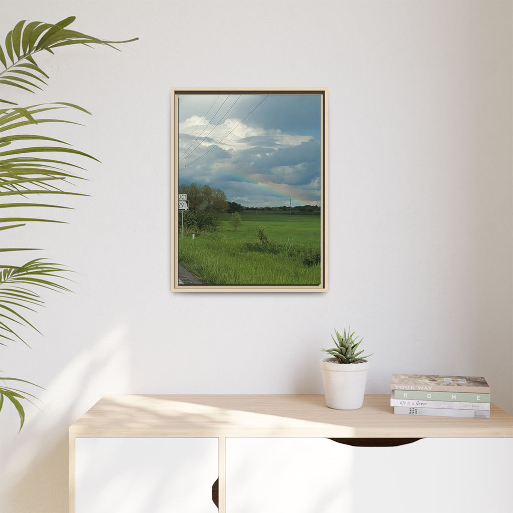 Rainbow Over Countryside Matte Canvas Framed
