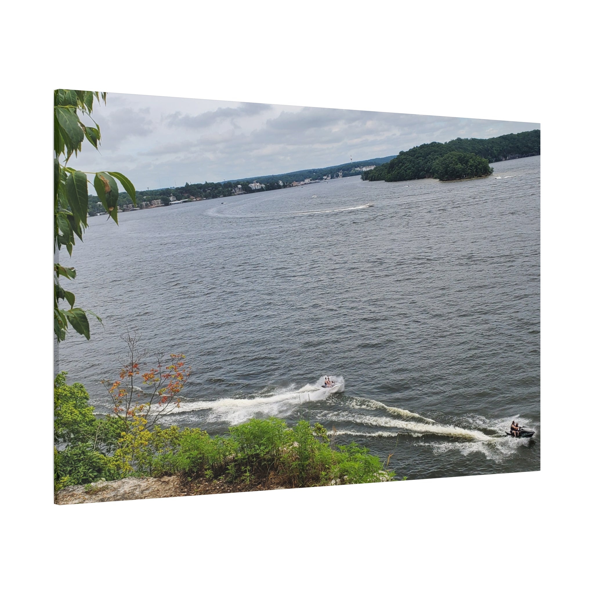 Lake View Speedboat Canvas