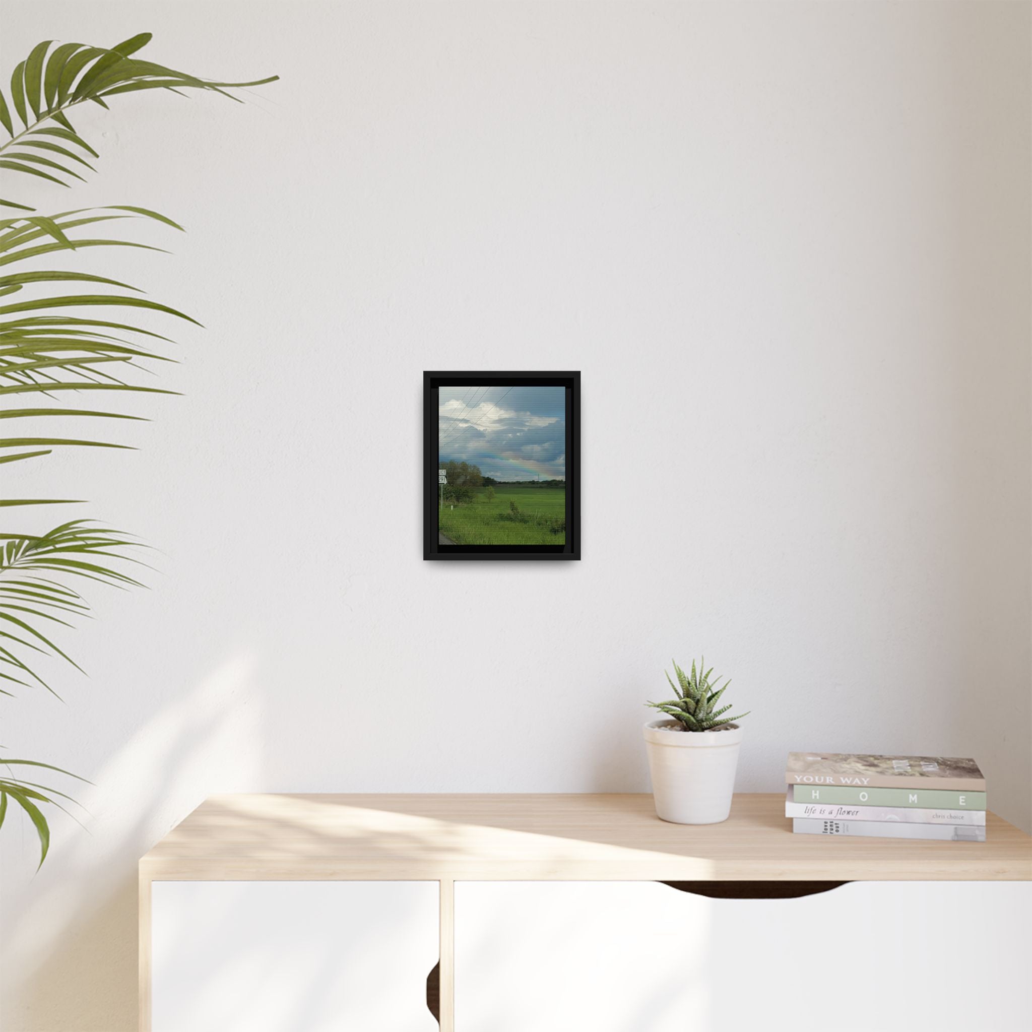 Rainbow Over Countryside Matte Canvas Framed