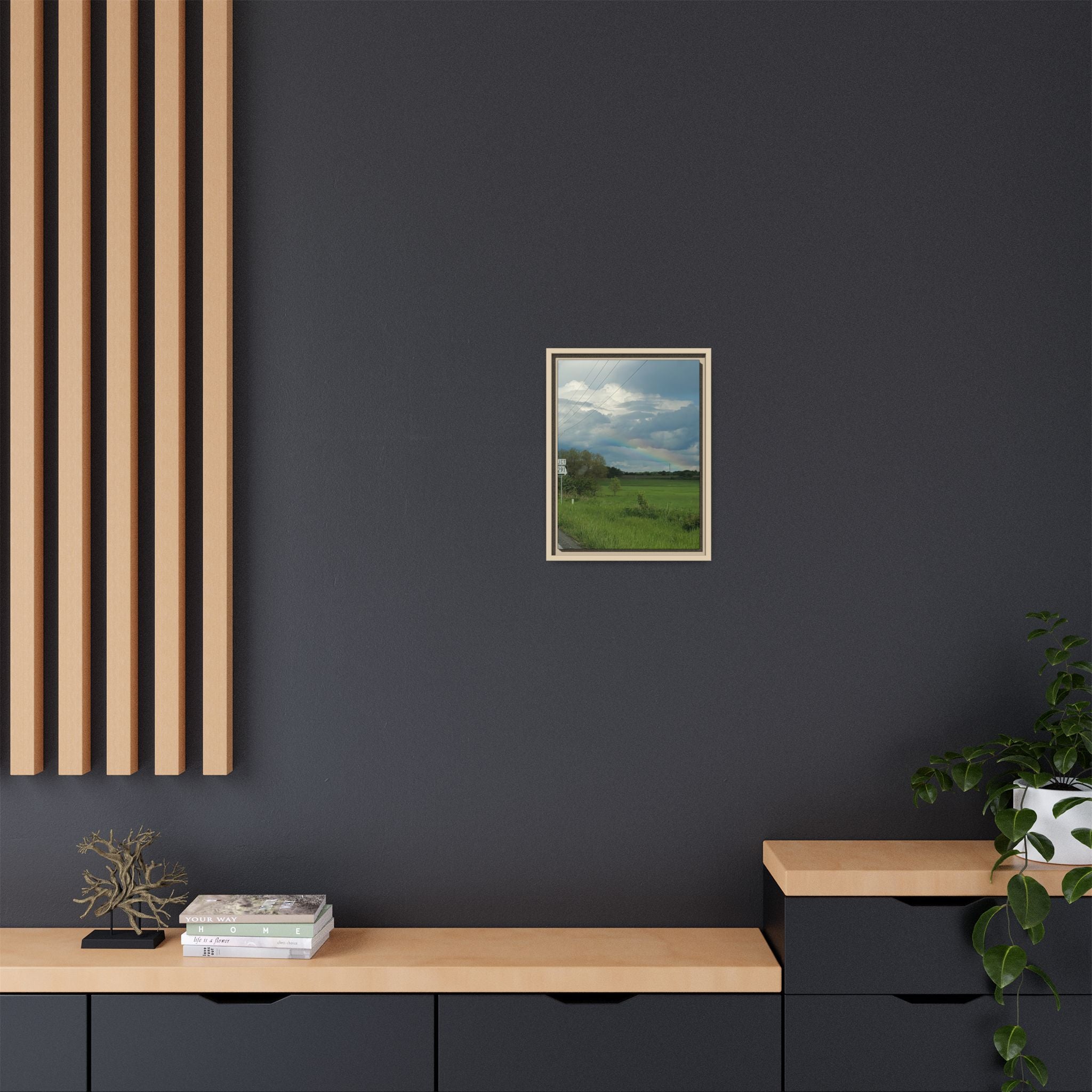 Rainbow Over Countryside Matte Canvas Framed