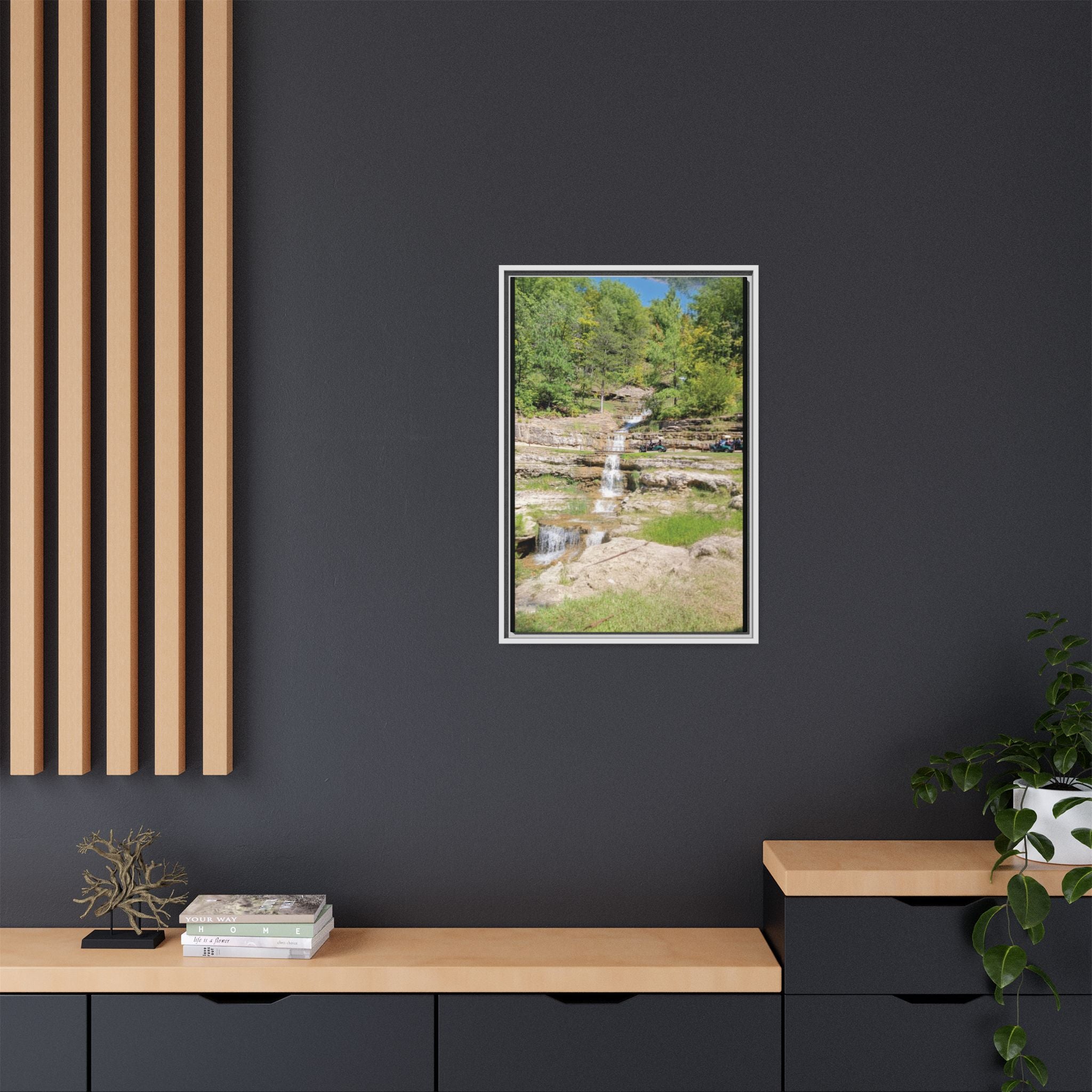 Waterfall Landscape Ozark Missouri Matte Canvas Framed Print
