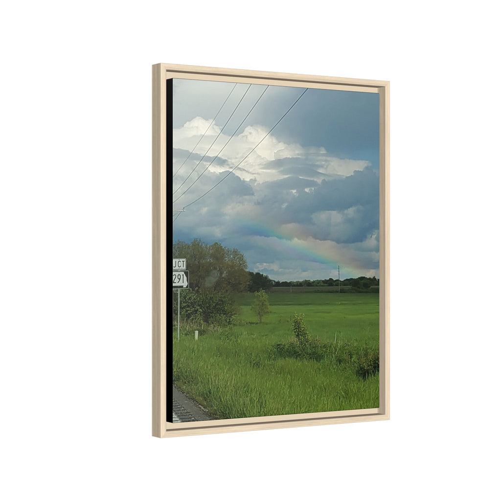 Rainbow Over Countryside Matte Canvas Framed