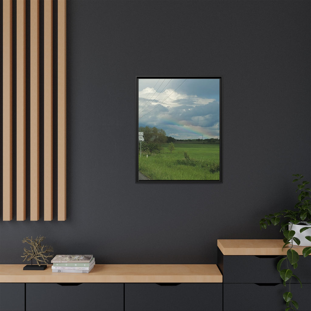 Rainbow Over Countryside Matte Canvas Framed