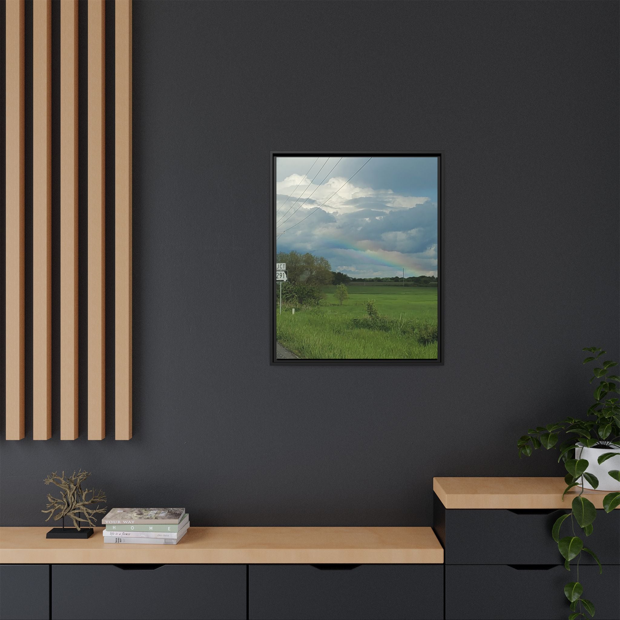 Rainbow Over Countryside Matte Canvas Framed
