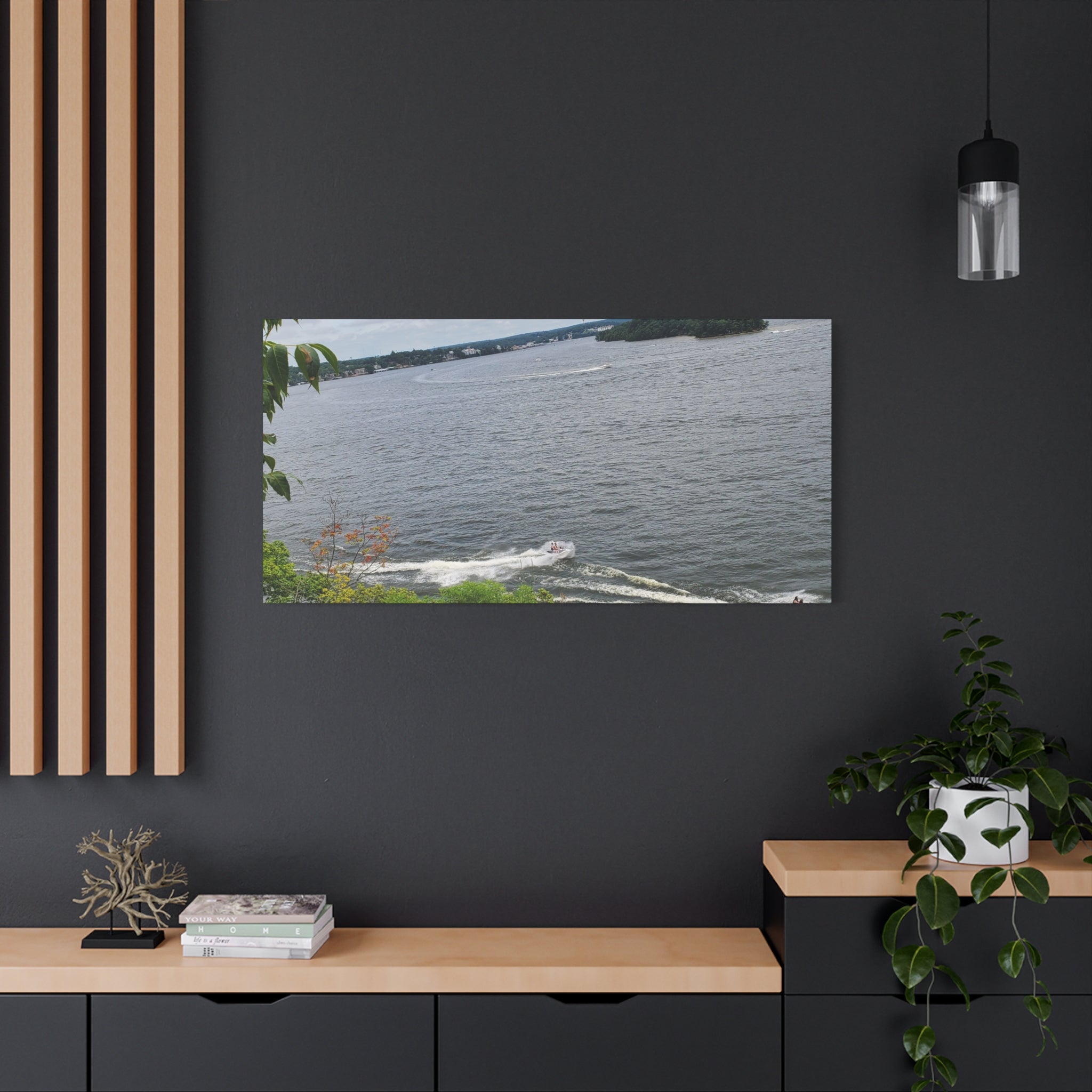 Lake View Speedboat Canvas
