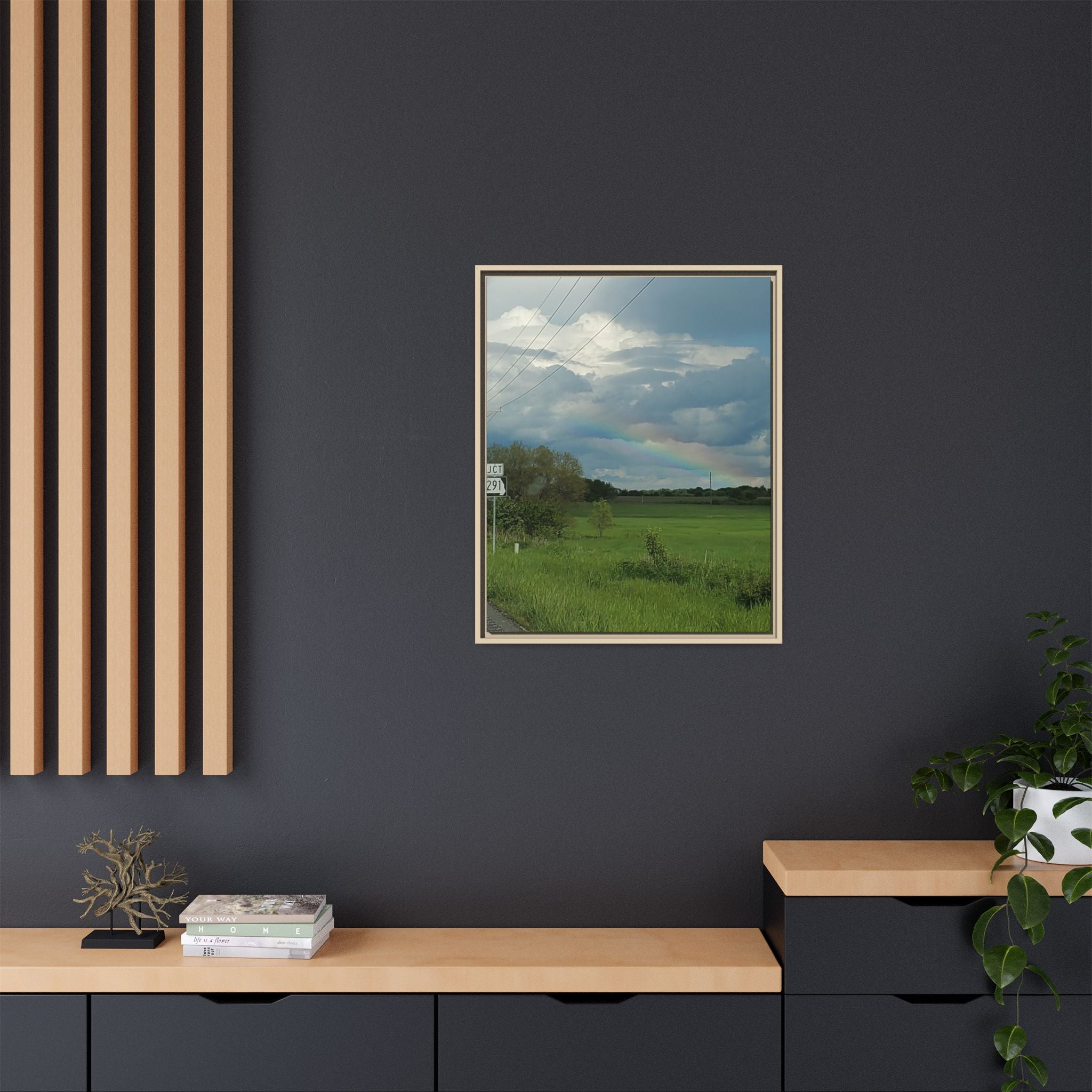 Rainbow Over Countryside Matte Canvas Framed