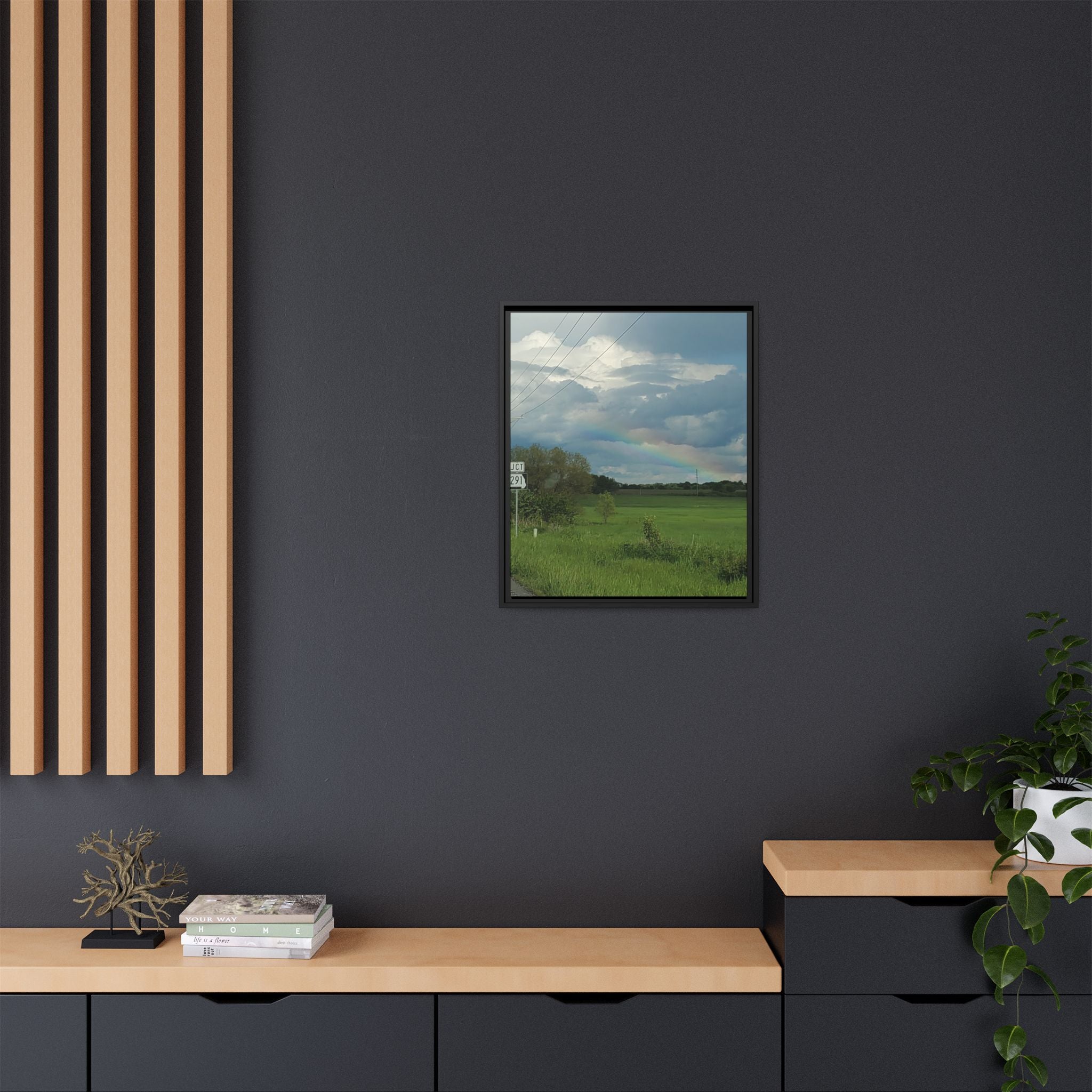 Rainbow Over Countryside Matte Canvas Framed